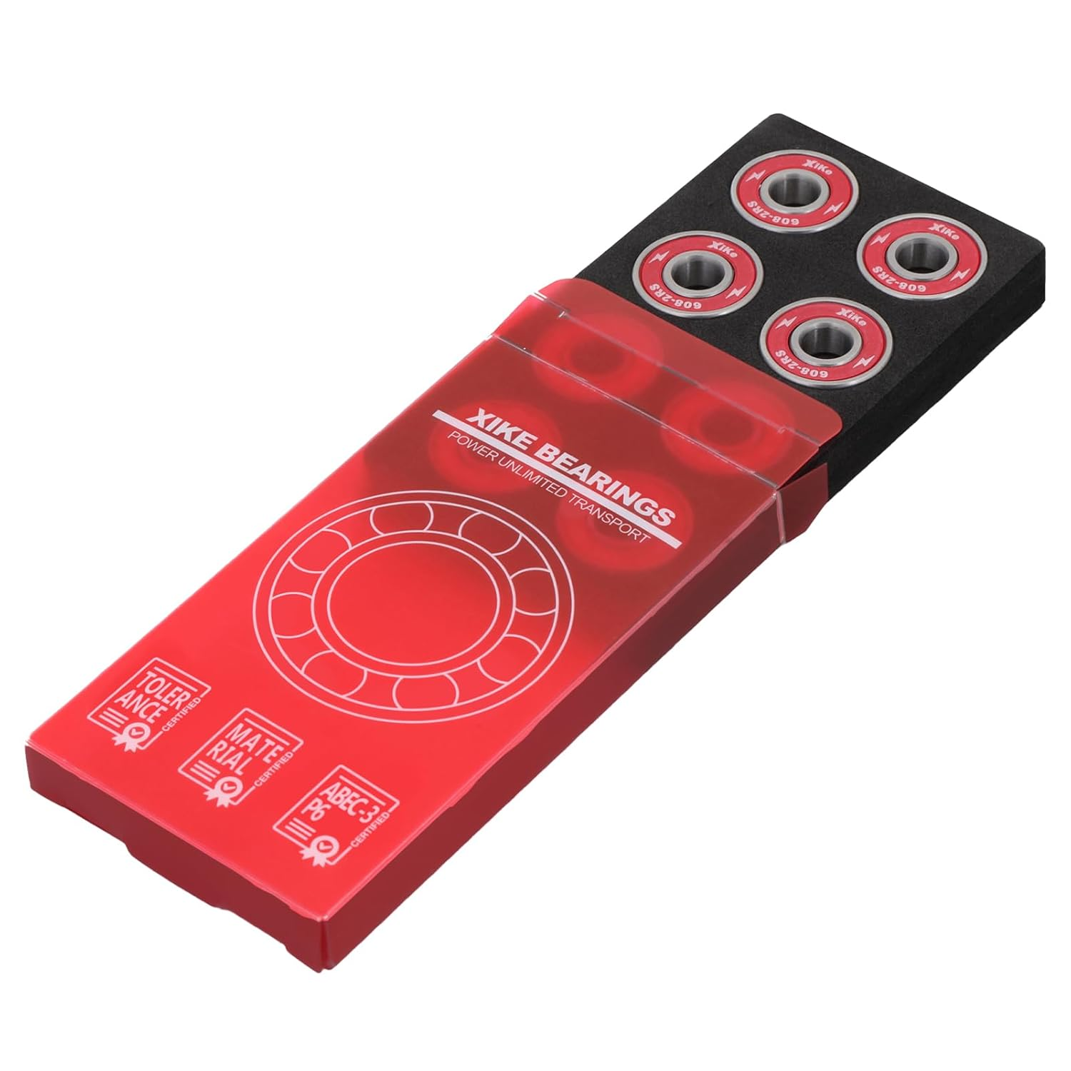 Xike 8 Pcs 608-2RS Skateboard Bearings 8X22X7Mm High Speed Smooth and Durable, Replace for Inline Skates Longboards Rollerblades Etc. (Red) image number 1