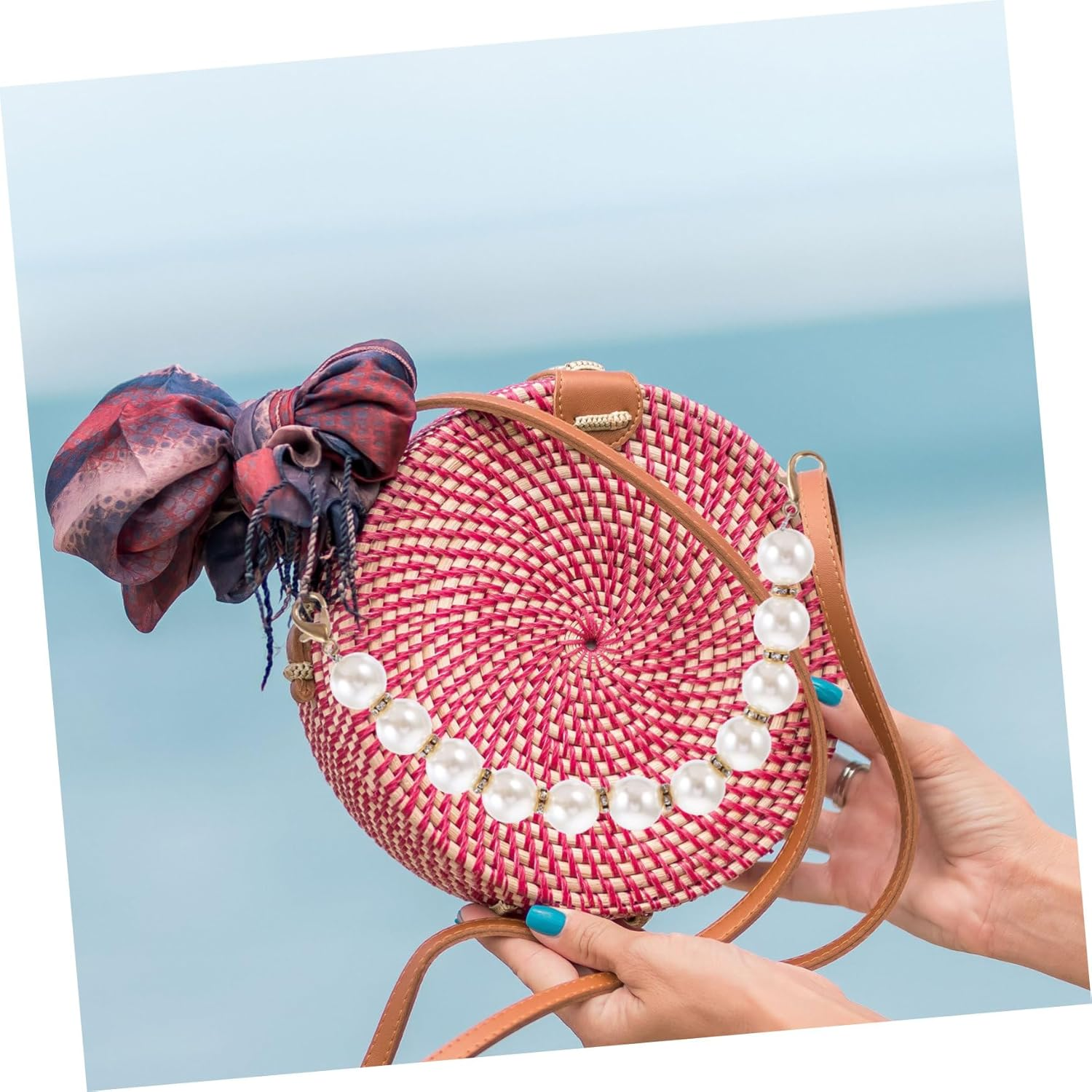 Hohopeti Metal Pearl Chain Luggage Straps Belts for Women Clutch Bags Handbag Strap Suitcase DIY Purse Chain Replacement