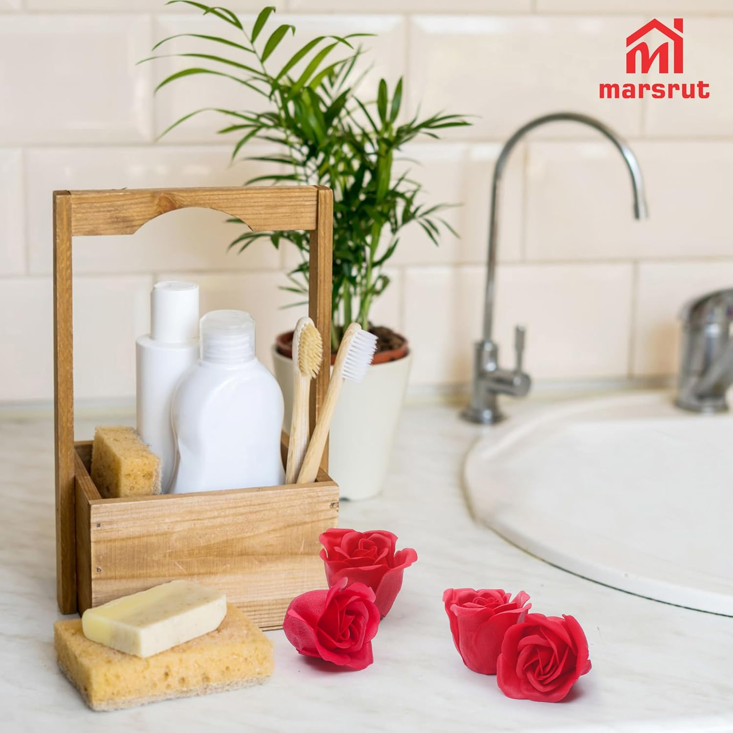 Marsrut 81Pcs Bath Soap Rose Flower,Scented Soap Rose Petals Body Soap for Valentine'S Day, Wedding, Anniversary, Birthday, for Her Red image number 3