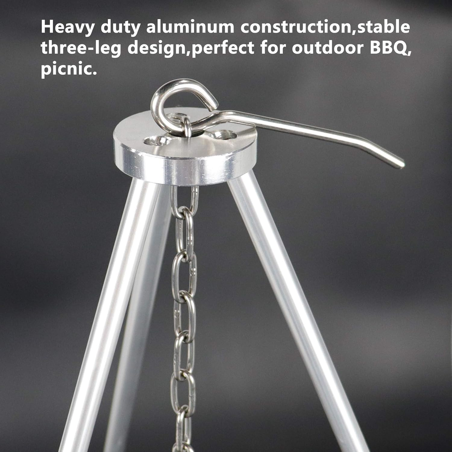 LBG Products Portable Camping Tripod,Camp Fire Grill Stand Tripod with Adjustable Hang Chain,Suitable for Outdoor Cooking,Camping,Picnic,Tripod Camping Accessories image number 5