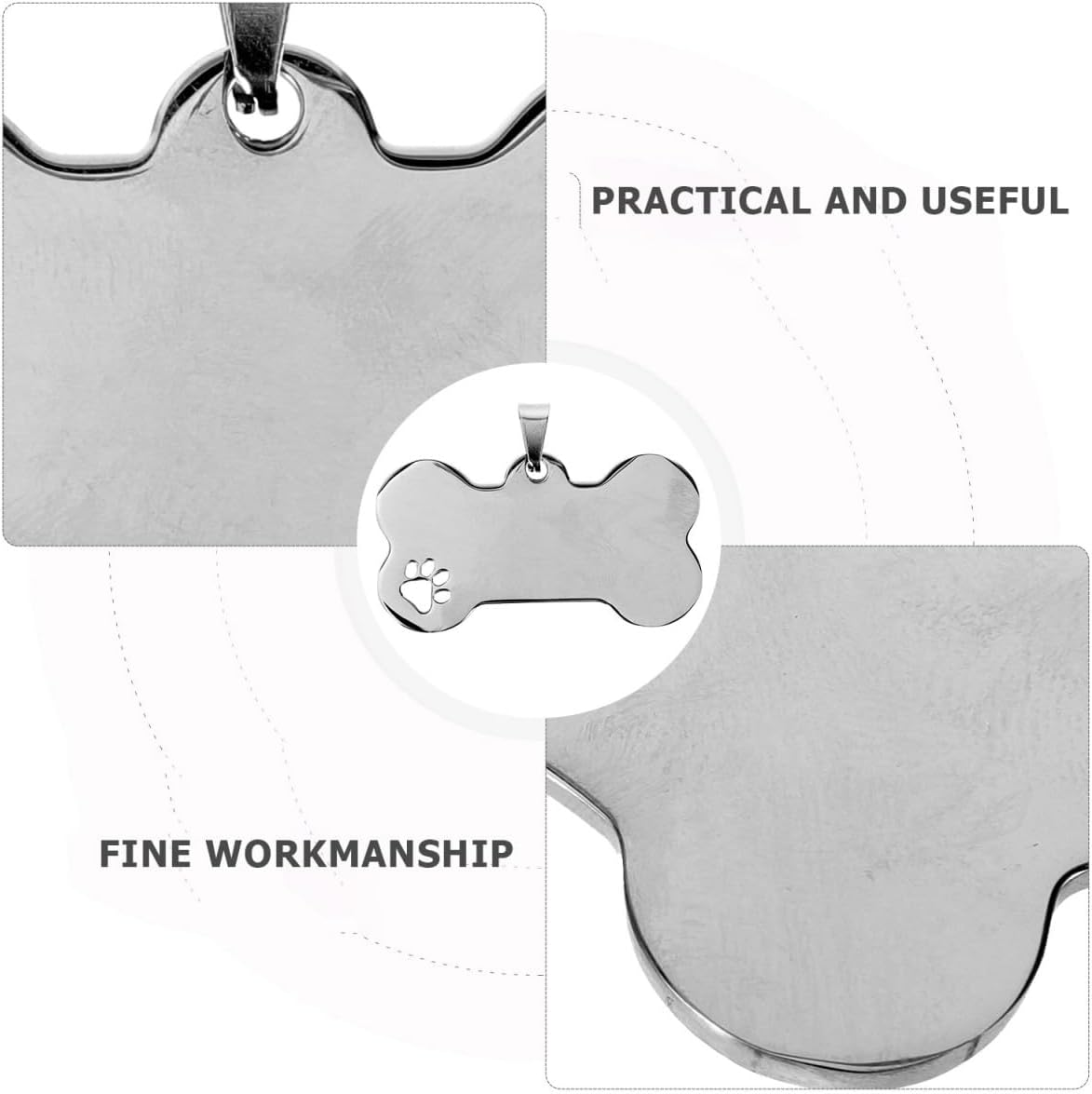Kisangel 10Pcs Stainless Steel Dog Tags, Blank Bone Shape ID Tags for Pet Collars Lightweight Design image number 3