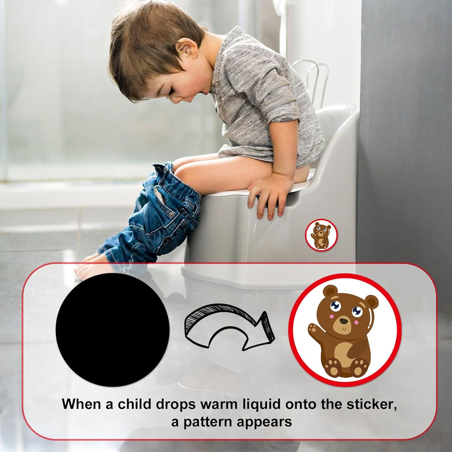 30Pcs Potty Training Stickers, Animal Cartoon Potty Stickers, Multicolor, PVC Material, Heat Resistant, Reusable, Indoor Use image number 1