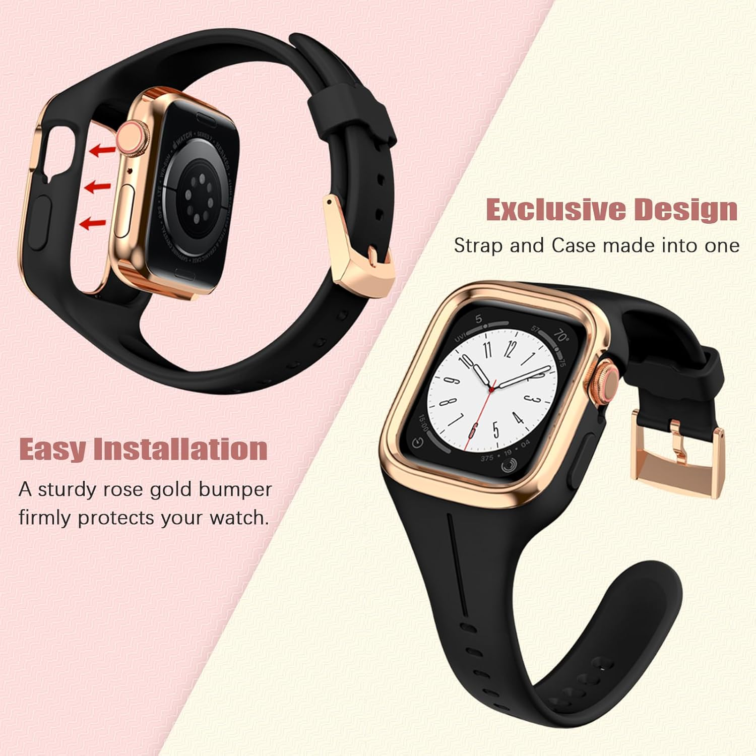 HAYONLIY Compatible with Apple Watch Band 38Mm 40Mm 41Mm with Metal Bumper Case, Women Sport Strap with Silicone Cover for Iwatch Series 9 8 7 6 SE 5 4 3 2 1 image number 3