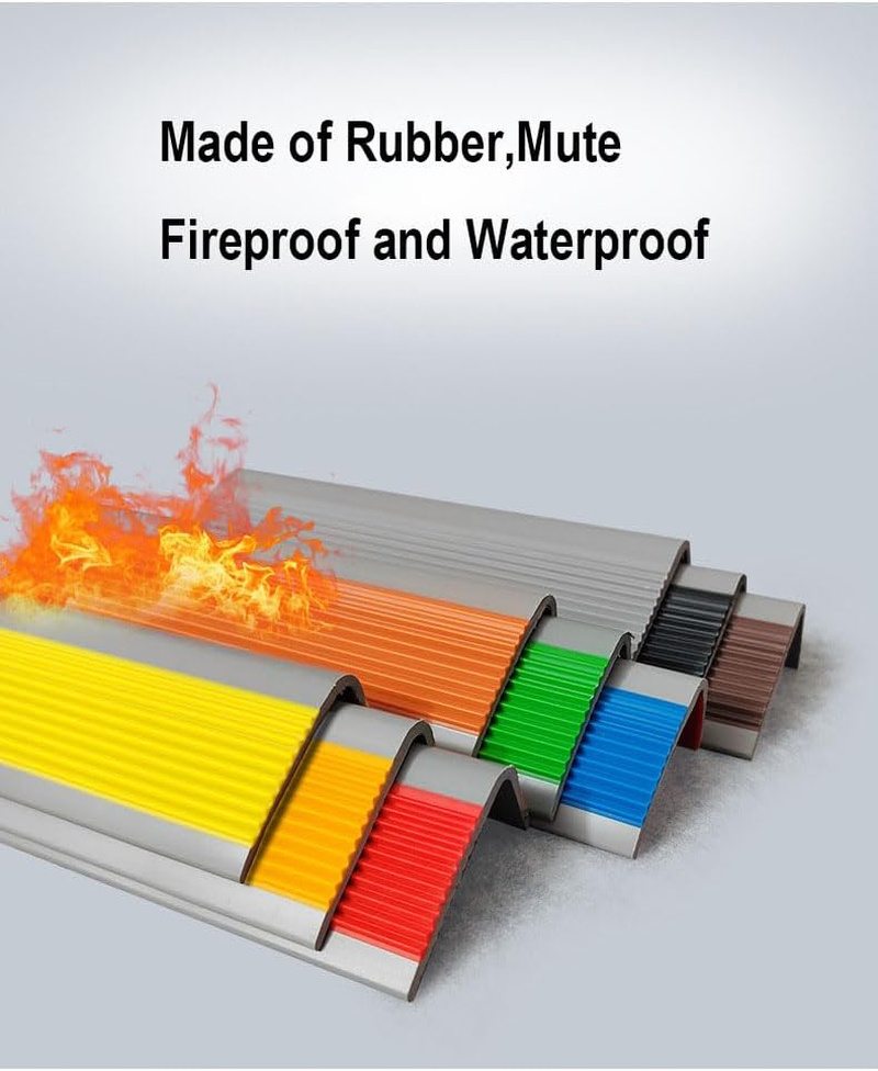 Weforu 1.5M/4.92Ft Rubber Stair Nosing，Anti-Slip Stair Edge Protector, Stair Edging, Stair Edge Trim, Non-Slip and Waterproof Outdoor Indoor Staircases (Black,Self Adhesive)