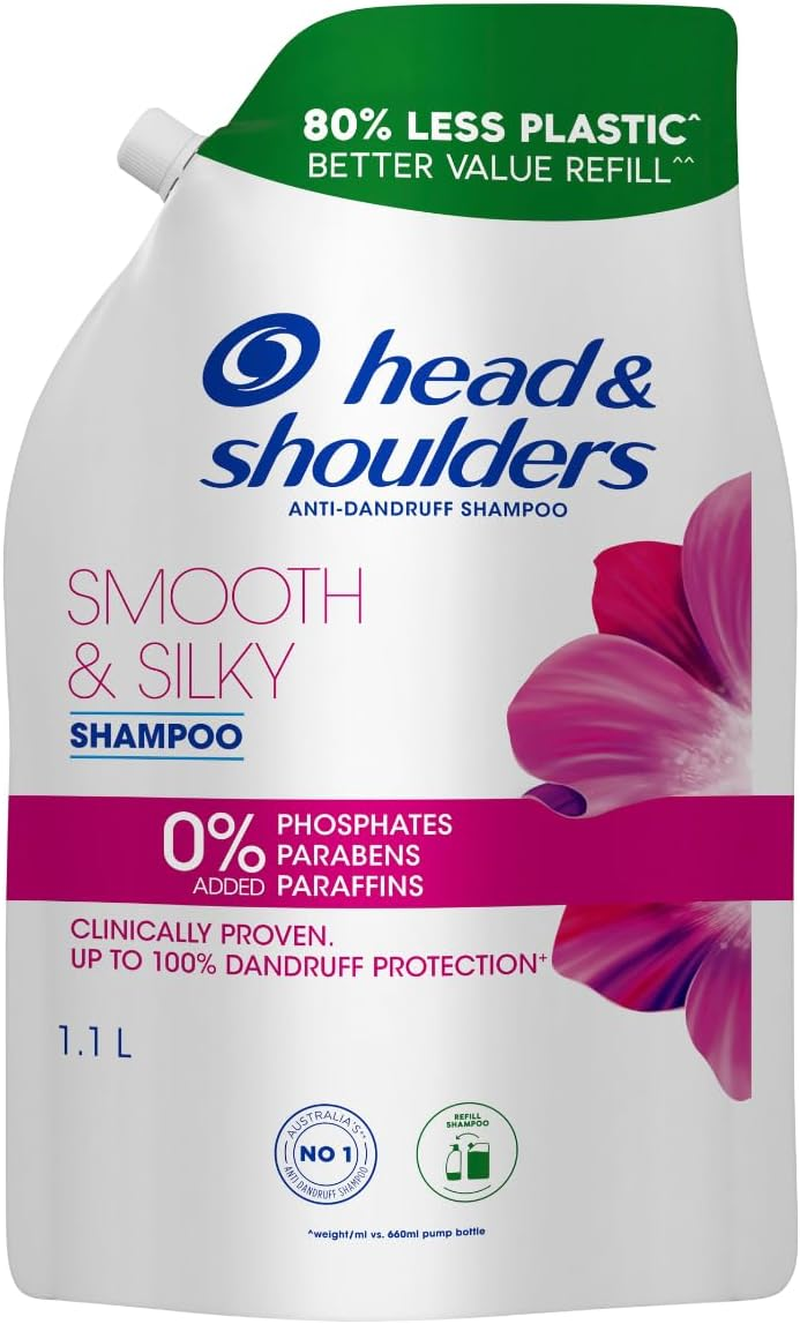 Head & Shoulders Smooth & Silky anti Dandruff Shampoo Refill 1.1L Shampoo image number 2