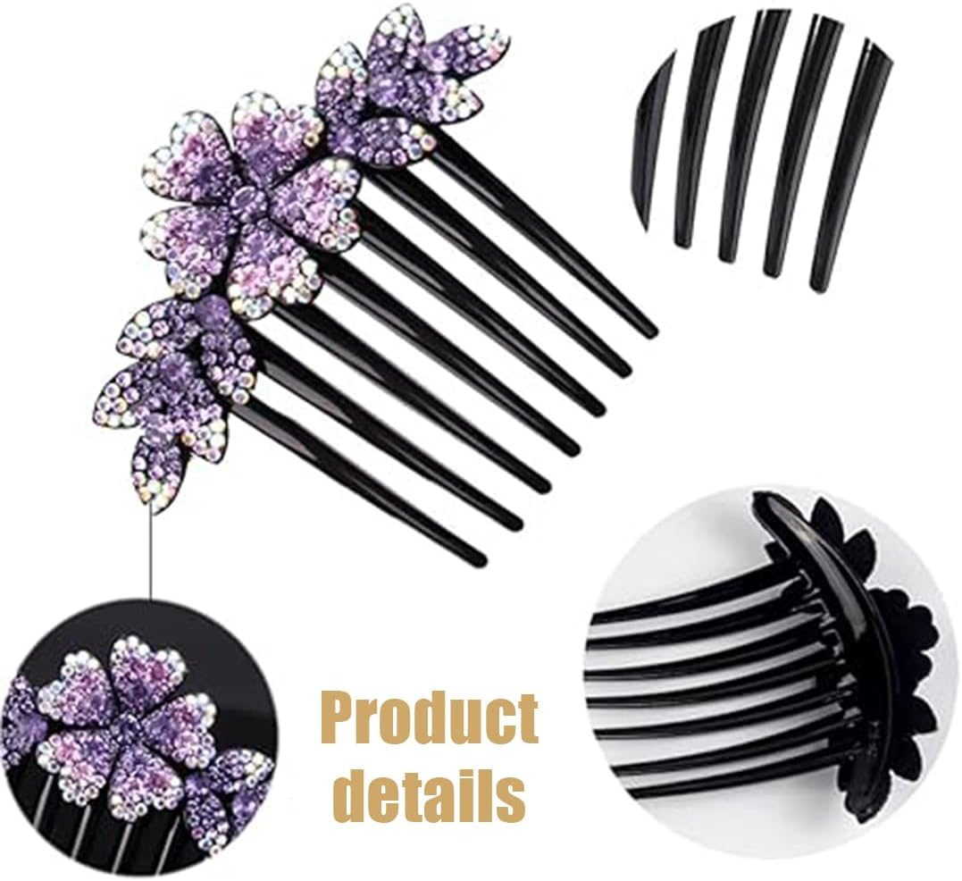 LAKJUOZ Pack of 3 Hair Combs for Clip-In Women Hair Combs Hair Accessories Combs Rhinestone Hair Combs Hair Side Combs Flowers Hair Combs Gifts for Women Girls image number 5