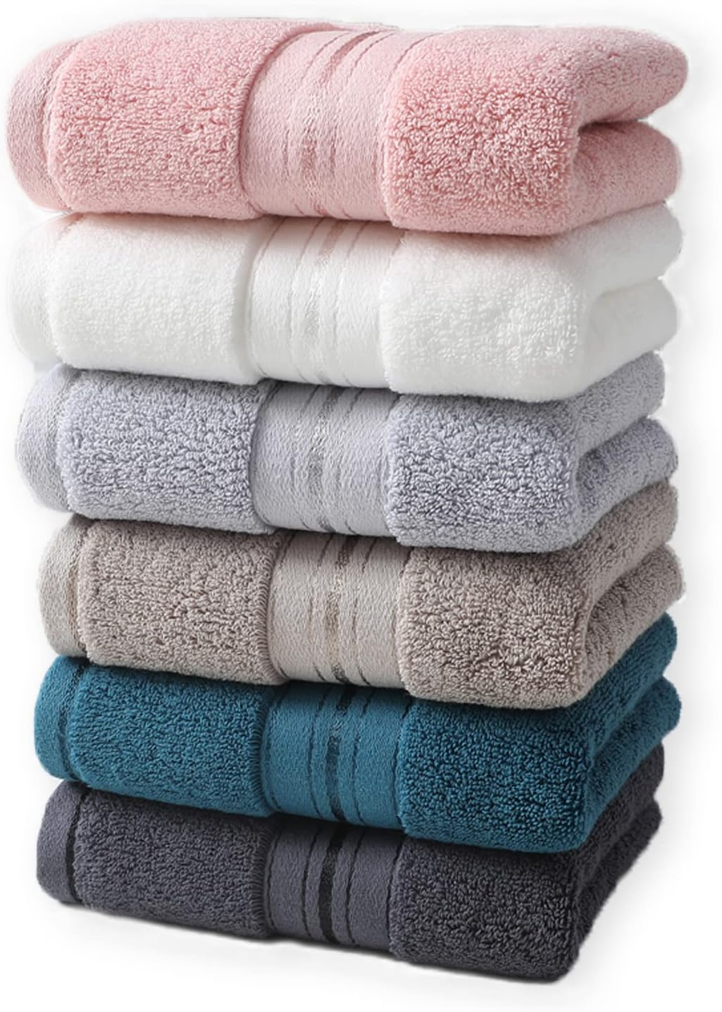 Reyoung,（6Pcs） 100% Cotton Towel, Face Towel, Hand Towel, Quick Dry Soft and Absorbent Premium Quality(526Gsm), Towels (6 Colors) image number 5