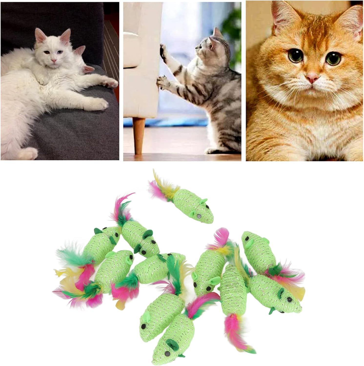 EVTSCAN 11PCS Interactive Cat Feather Toys, Automatic Squeaky Cat Exercise Toys, Cat Chase Toy, for Indoor Cats Play Chase Exercise Pet Supplies image number 2
