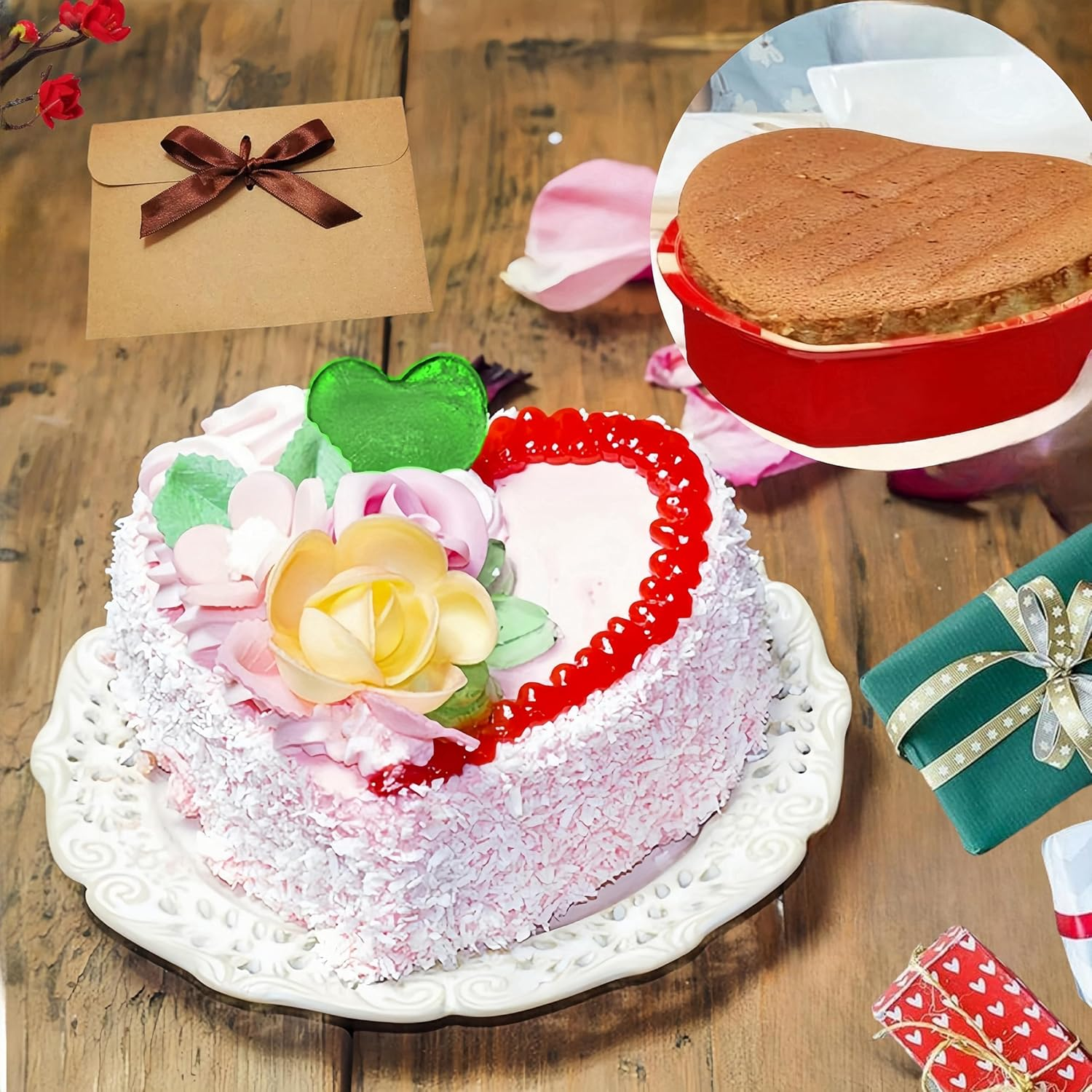 Heart Shaped Cake Pans, 10 in Silicone Cake Baking Tray,3 Pcs Reusable Cake Molds, Heat Resistant Nonstick Cheesecake Molds for Cake,Cheesecake,Muffin,Chiffon Cake image number 1