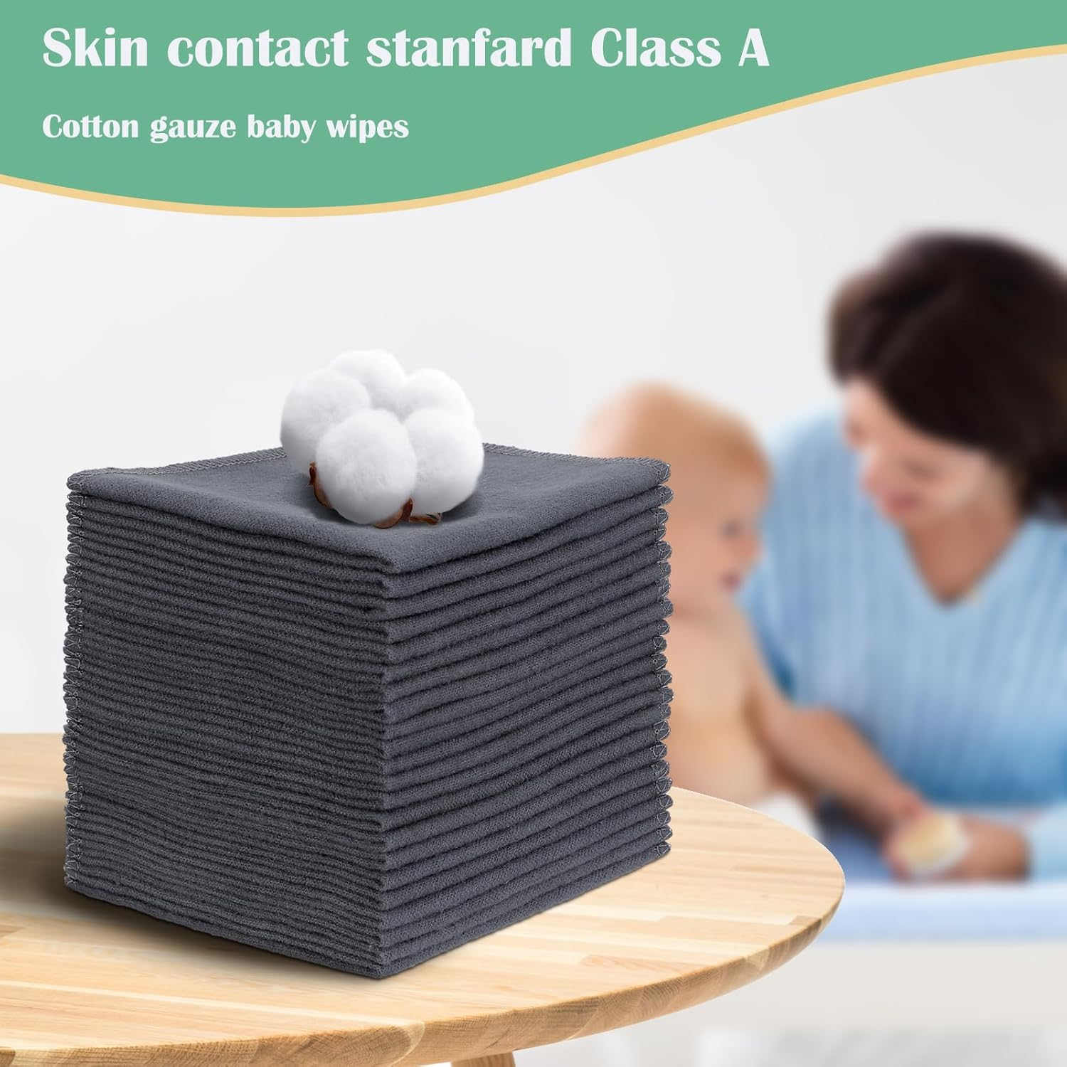 48 Pcs Flannel Cloth Baby Wipes Reusable Baby Wipe Soft Natural Unbleached Face Wipes for Cloth Diapers image number 5