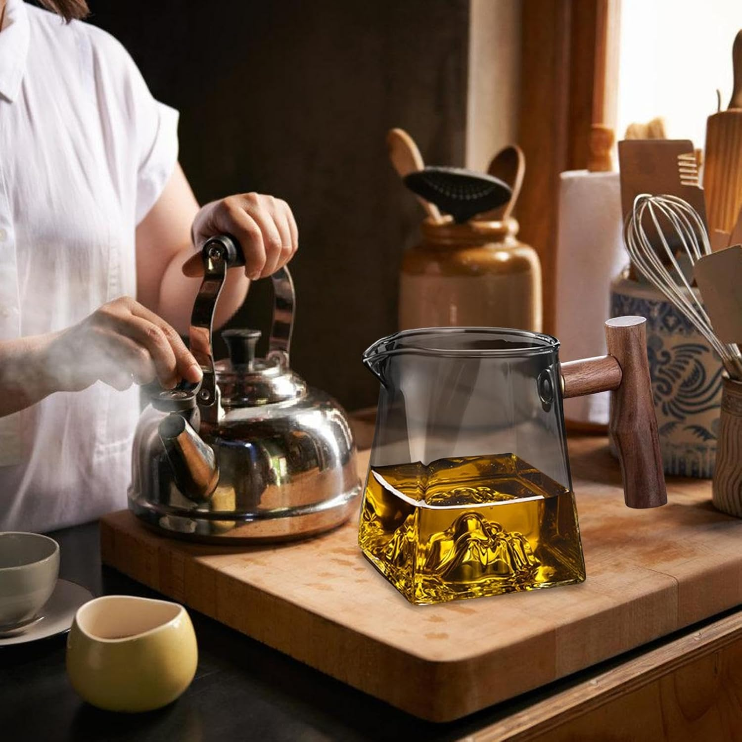 Glass Teapot,Espresso Container with Handle - Heat-Insulating Pour over Coffee Beaker, 330Ml Beverage Containers for Coffee, Water, Tea and Juice image number 3