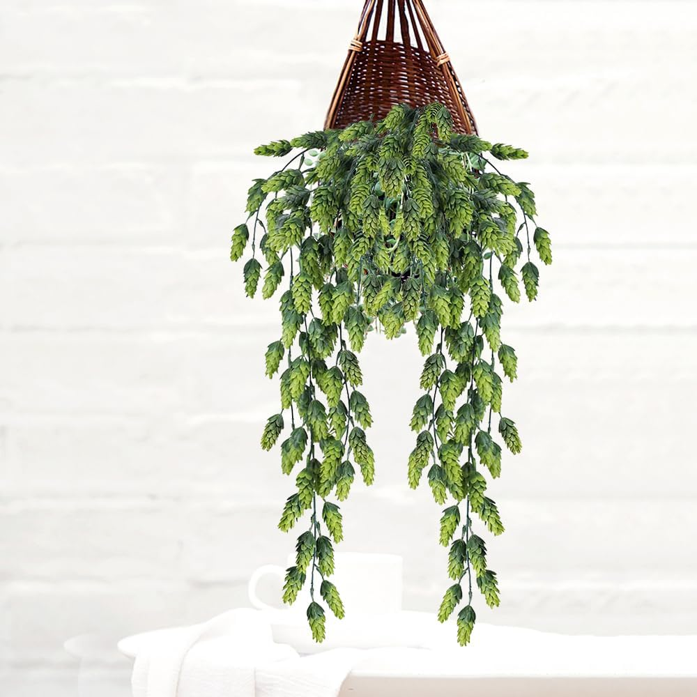 3Pcs Artificial Fake Flowers Hops Plants Realistic Faux Plastic Greenery Hanging Plant Vines UV Resistant Flower Wreath Decorations for Home Wall Garden Wedding Party Outdoor Balcony Corridor D&eacute;cor image number 5