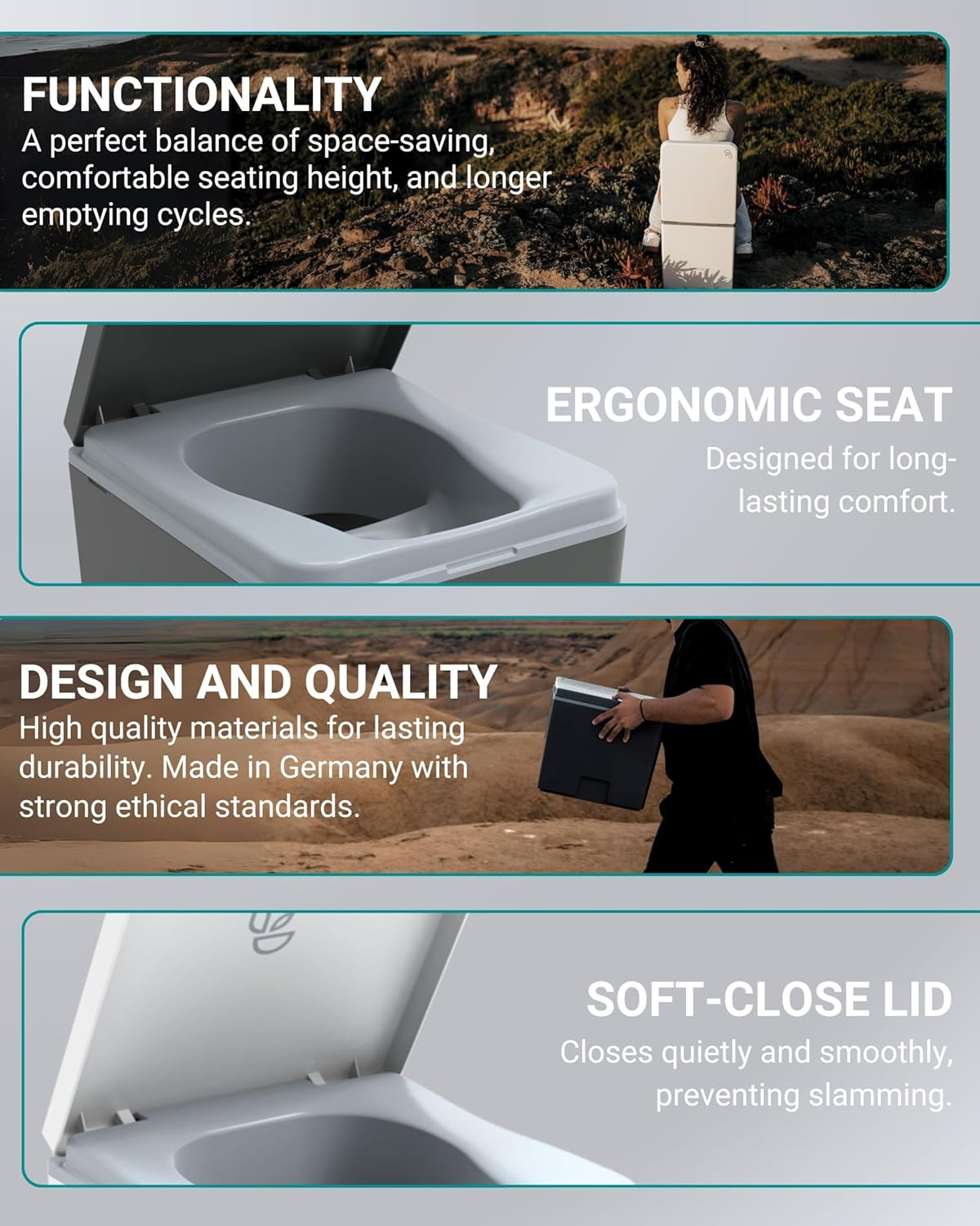 TRELINO Evo Dry Separation Toilet - Mobile Toilet for Camping & Outdoor - Separation Toilet for Camper Van and Motorhomes without Electricity image number 7