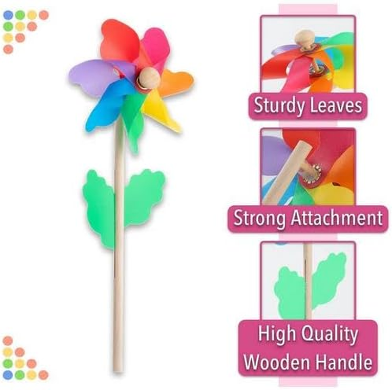 Acemediarainbow Flower Pinwheels, 10 Pack, Pinwheels for Yard and Garden, Pinwheels for Kids, Wind Pinwheel, Flower Wind Spinners, Garden Pinwheels Spinners, Yard Pinwheels,