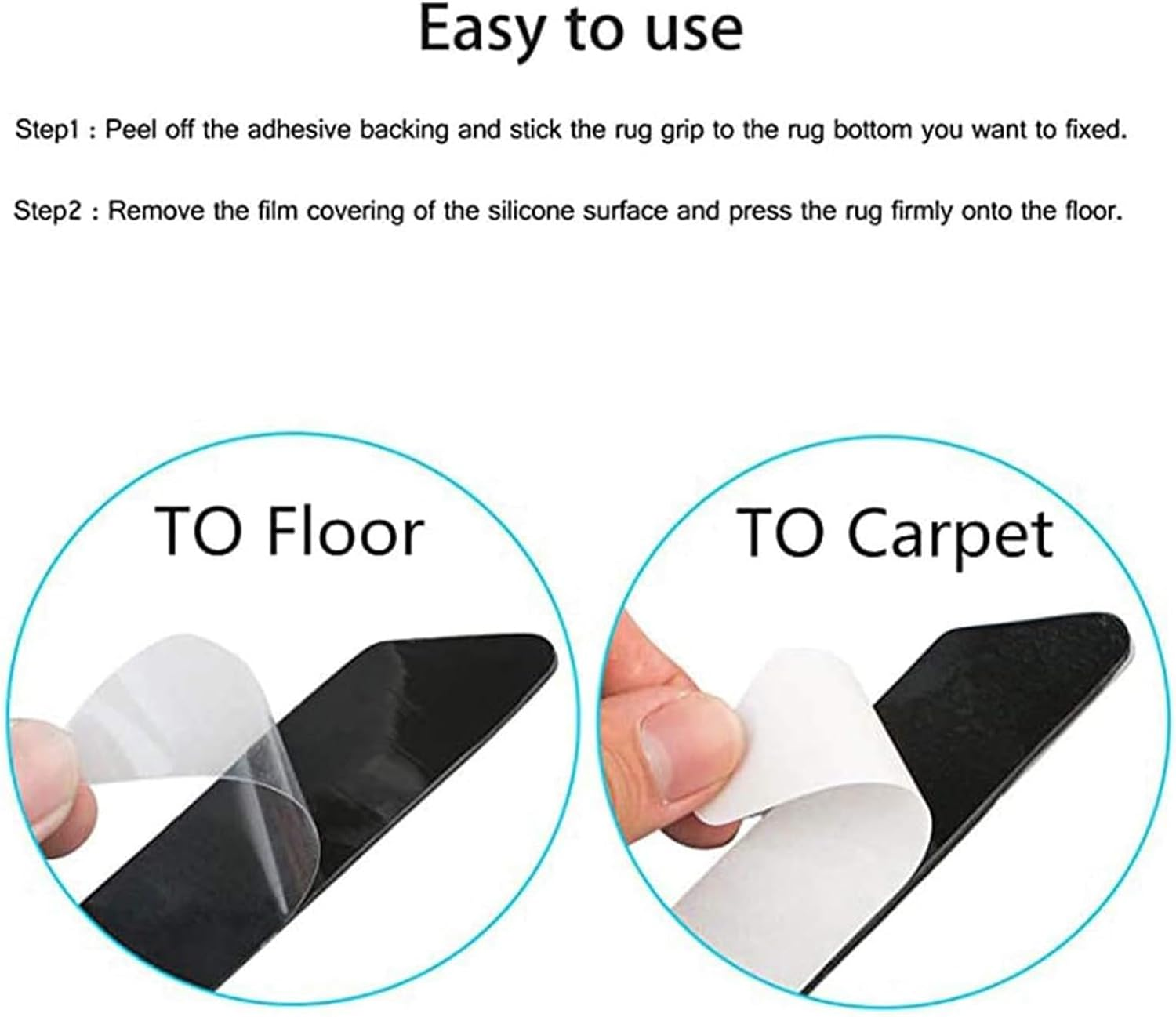 Rug-Grip, 24 Pcs Dual Sided Washable Removable Prevent Curling Corner Carpet Holder, Keep Rug in Place Non Slip Adhesive Rug Tape for Hardwood Floors and Tile