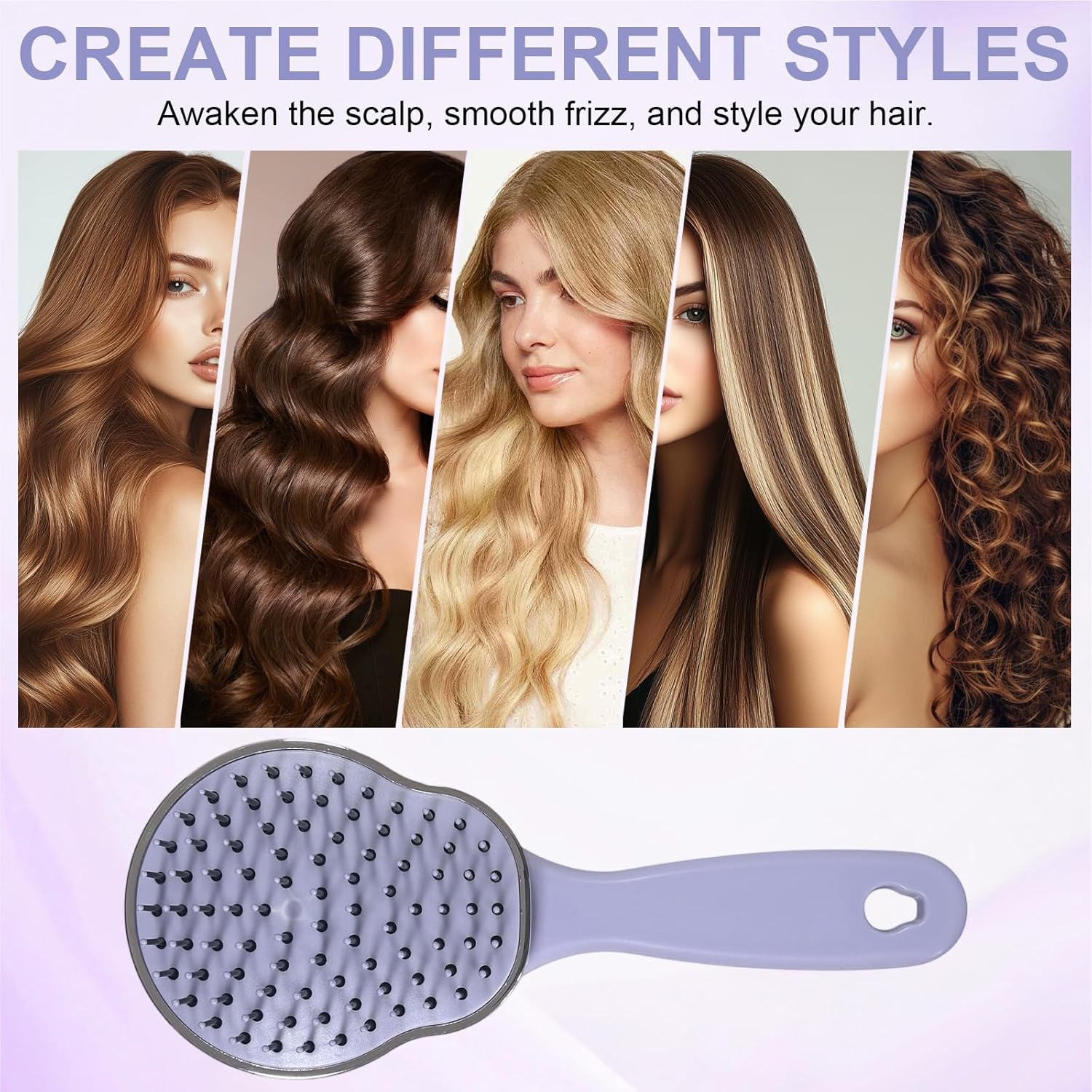Detangler Hair Brush, Self Cleaning Hair Brushes, anti Static Massage Comb Brush,Cushion Hairbrush,Gentle Massaging,Gliding through Tangle,For Women & Men,Short,Long,Straight,Waves image number 1