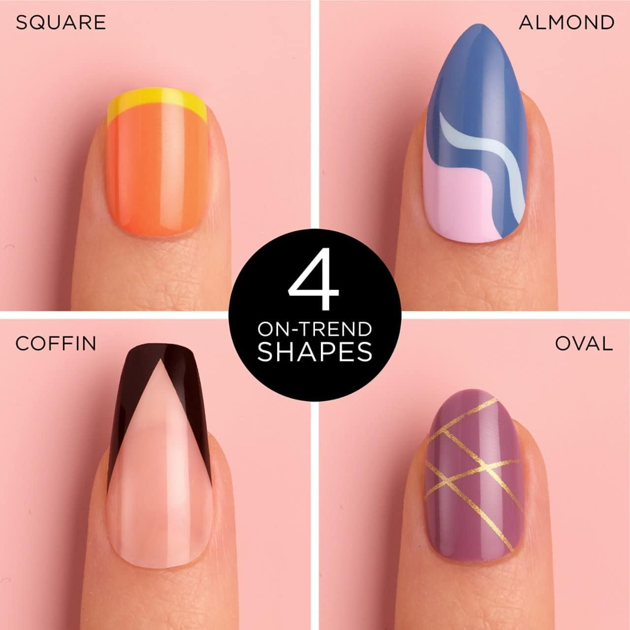 Salon Effects Perfect Manicure Oval Nails - OV141 Swoop There It Is by Sally Hansen for Women - 52 Pc 24 Nails, 24 Adhesive Tabs, Nail File, Pre Pad, Cuticle Stick, 0.06Oz Nail Glue