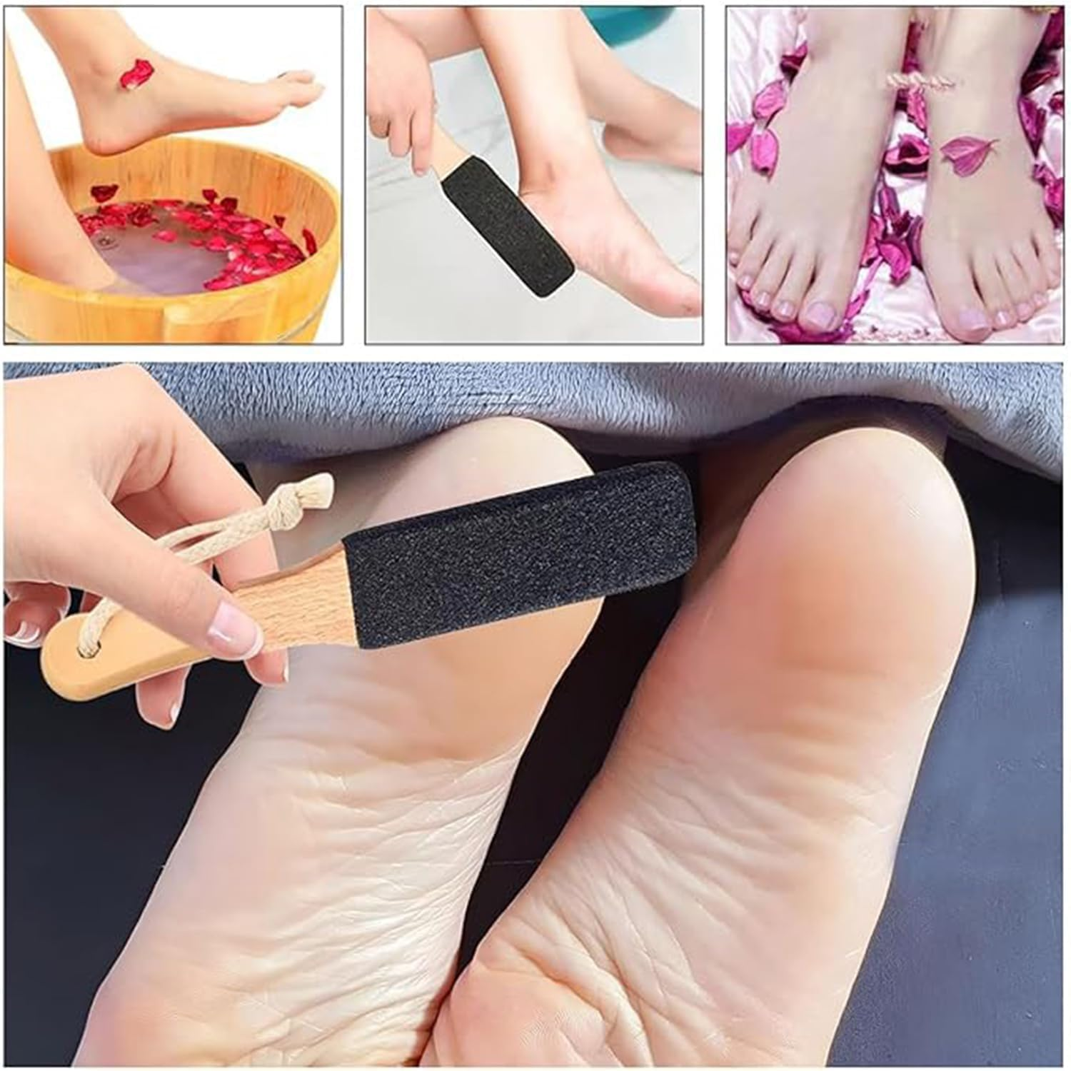 2 Piece Foot Files and Pumice Stone Set for Hard Skin - Premium Beech Wood & Silicon Carbide for Smooth Feet and Hands image number 6