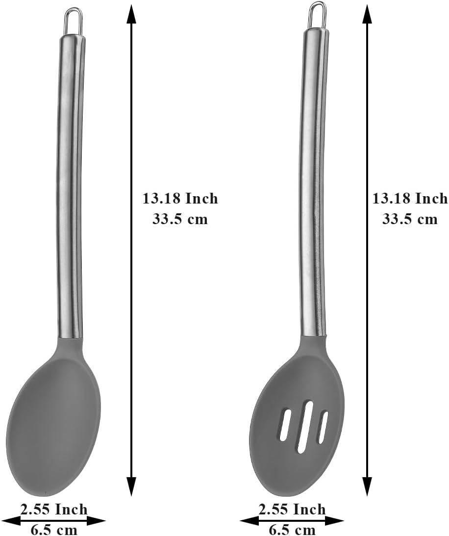 Silicone Cooking Spoon Set, Reanea Solid Spoon, Slotted Spoon, Heat Resistant Handle, Kitchen Spoon for Nonstick Cookware, Dishwasher Safe, Easy to Clean image number 5