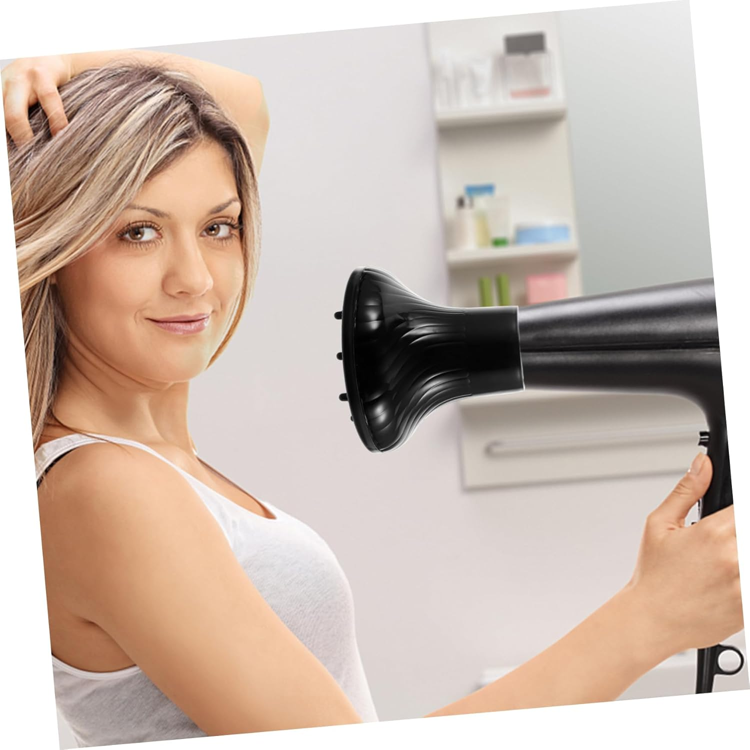 Large Hair Diffuser Hair Dryer Tool Black Curl Diffuser Attachment for Home and Salon Styling image number 3