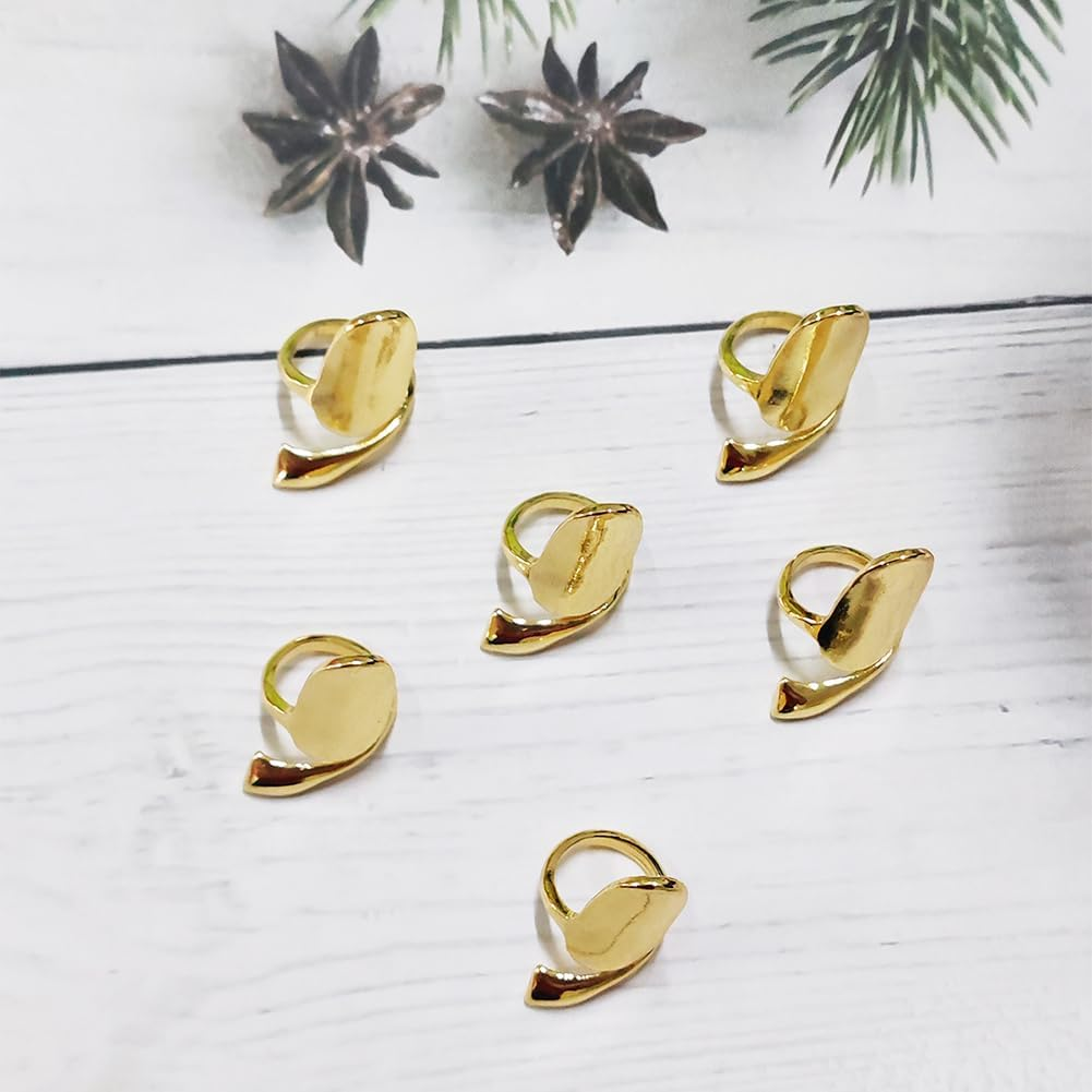6Pcs Gold Metal Fingernail Rings Finger Opening Ring Fingertip Protective Caps Nail Art Manicure Decoration Accessories image number 2