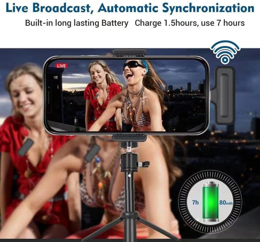 Wireless Lavalier Microphone Compatible for Android USB C Recording Clip on Lapel Lav Mic Charging Case Box Plug & Play Phone Tiktok Youtube Facebook Live Stream Vlog,2 Microphones image number 5