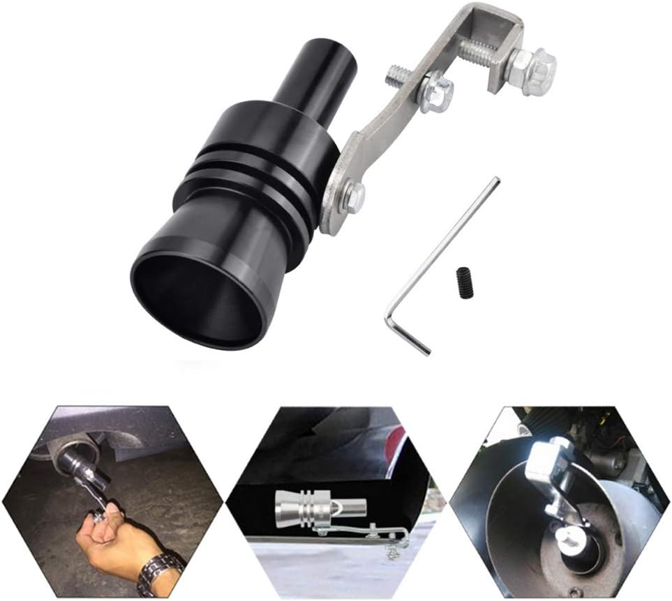 Jeeone Turbo Whistle Aluminum Universal Car Turbo Sound Exhaust Muffler Pipe Turbo Muffler Blow off Valve Whistle Pipe Sound Simulator Whistle for All Vehicles Models - Black XL image number 2