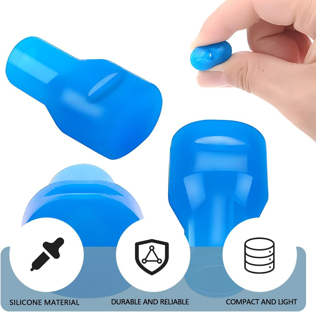 5 Pcs Blue Silicone Bite Valve Replacements Compatible with Camelbak, Hydration Pack Mouthpiece Parts with Dust Cover for Hydration Bladder image number 1