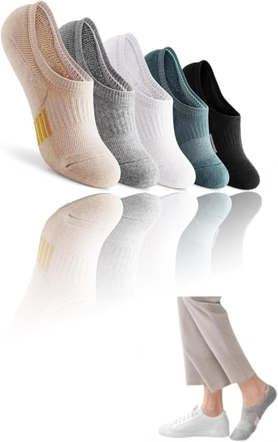 Honwor Women'S Cushioned No-Show Socks - 5 Pairs, Low-Cut Breathable Athletic Socks for Running & Everyday Wear - Soft & Comfortable Fit image number 6