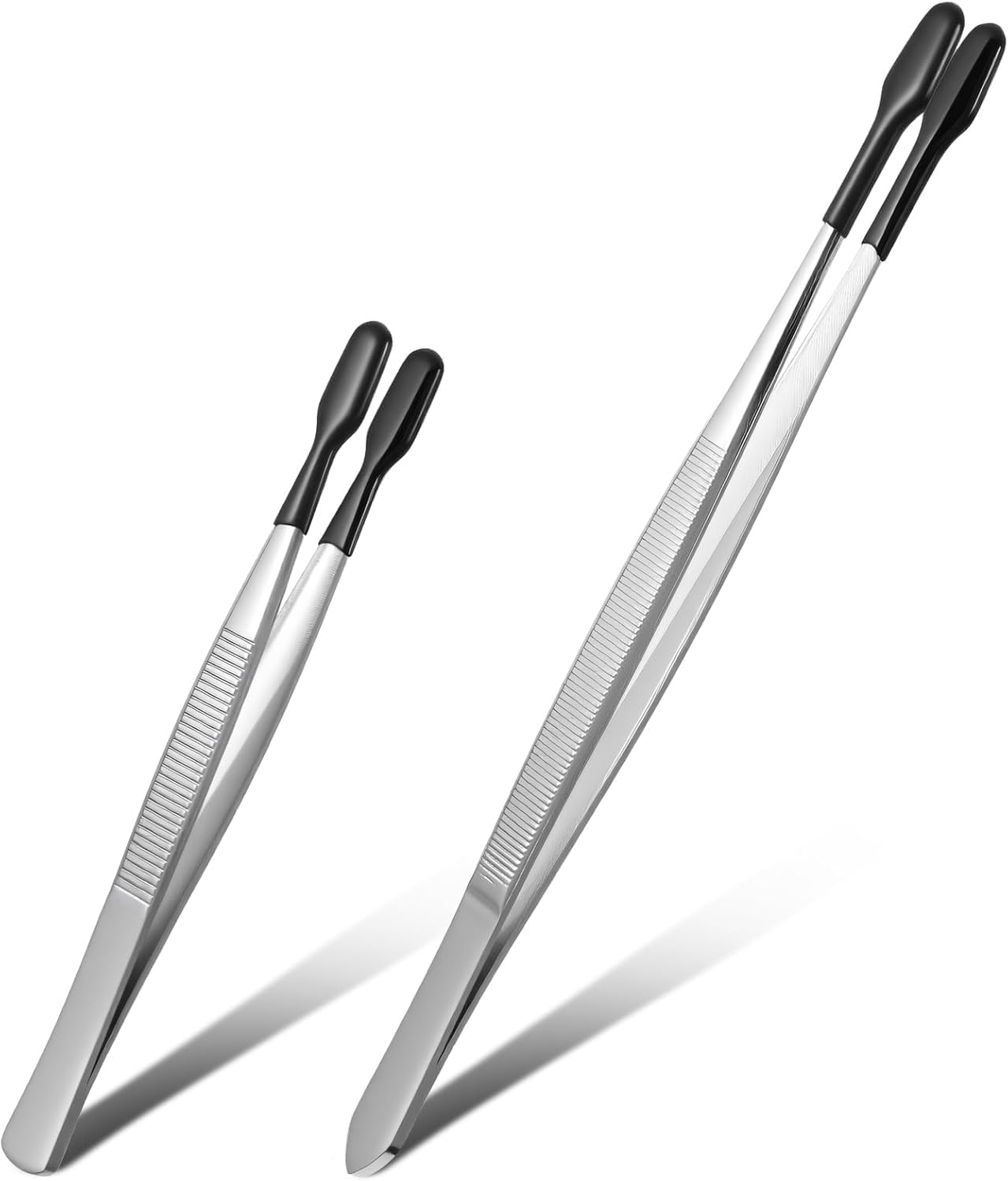 2 Pcs Rubber Tipped Tweezers Forceps Silicone Coated Soft Tweezers Contact for Soft Contacts Flat Tip Hobby Craft Tools Jewelry Coin Stamp Tongs for Stamps Coins Crafts Beads image number 4