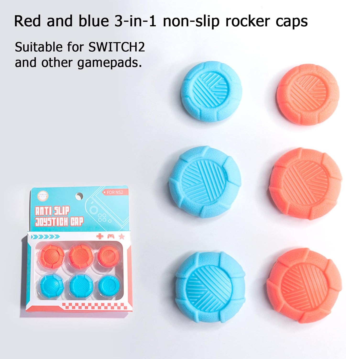 For Nintendo Switch 2 Thumb Grip (2025), Ergonomic Joycon Stick Covers Thumb Grip Caps Compatible with Switch2, for Improved Grip & Durability (Blue&Orange_3Pairs(6Pcs)) image number 4