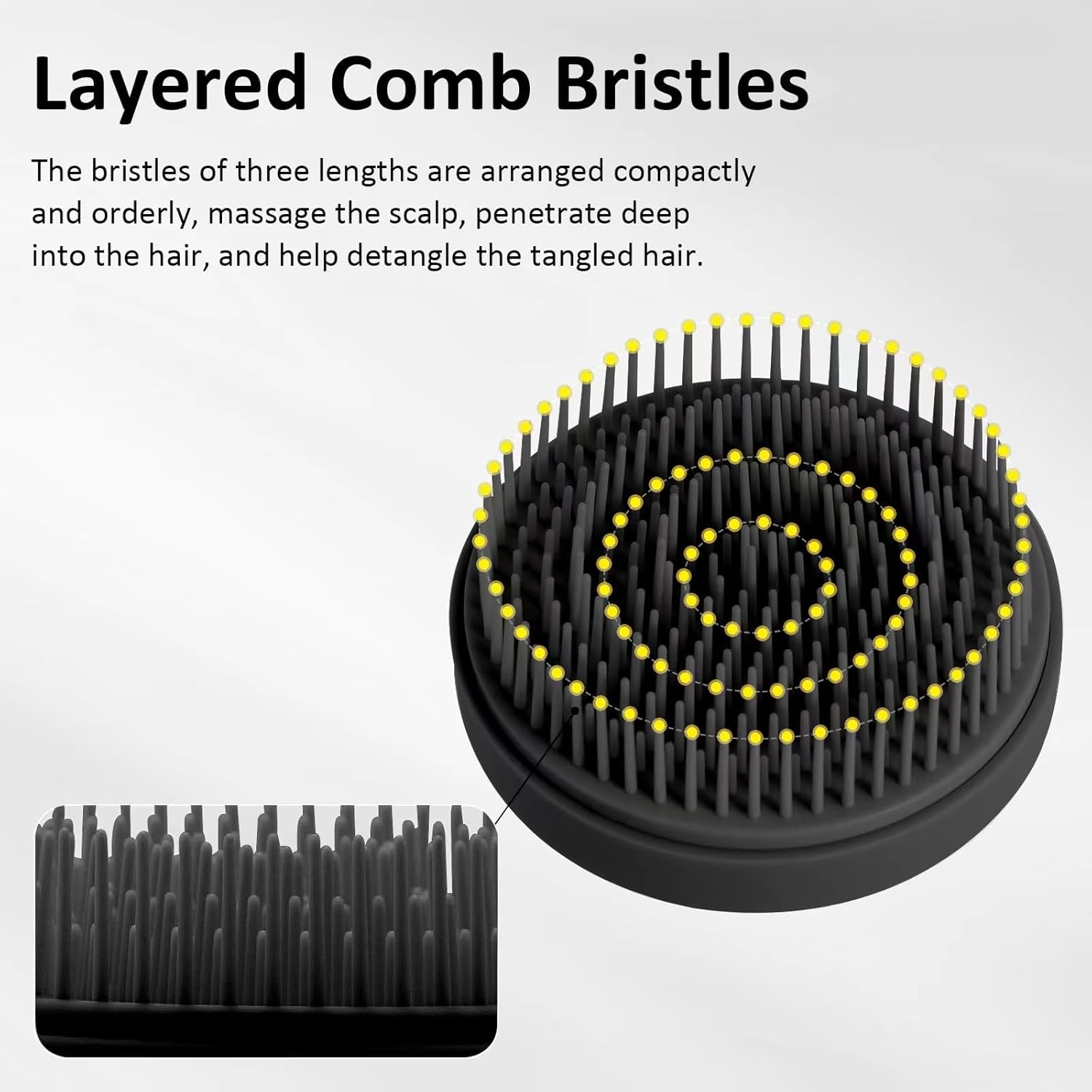 Travel Hair Brush and Mirror Portable Pocket Frizz Ease Detangling Hairbrush Small Tangle Teaser Massage Comb Set round Curly Wavy Hair Brush Fine Thick Hair Brush for Men Women Kids Girls (Black) image number 6