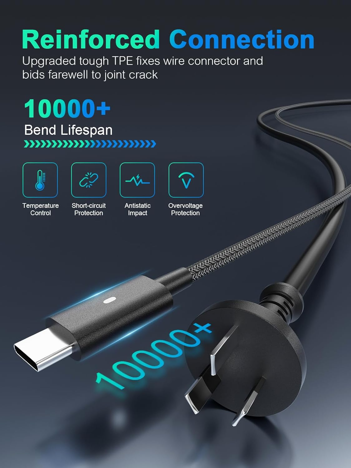 Dell 65W 45W USB-C Type C Laptop Charger for XPS 13 15 9345 9360 9550 9560 Latitude 5420 5520 7420 7480 7490 Chromebook 3100 3400 5190 AC Adapter Power Cord image number 3