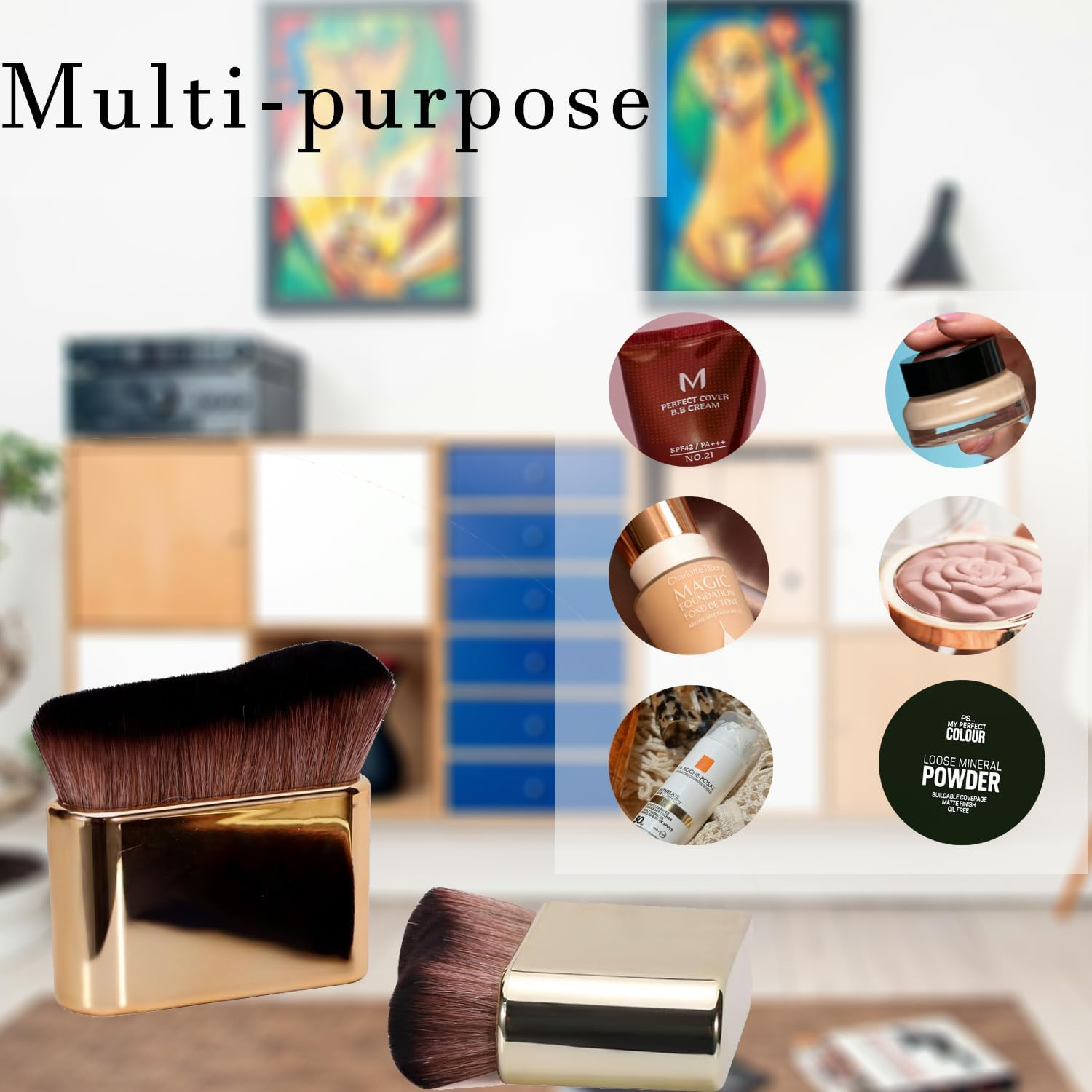 Self Tanner Brush Makeup Brush for Face and Body Foundation Perfect Flawless Leg Application for Powder Blush Eyeshadow and Sunscreen Cream (2 Pcs) image number 6