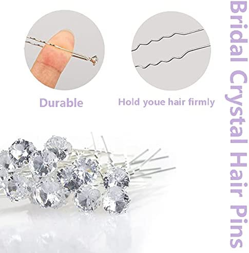 40 Pack Bridal Wedding Hair Pins Rhinestone Hair Clips Accessorie U Shaped Hair Clips Crystal Hair Pins Wedding Hair Accessories for Women and Girls image number 2