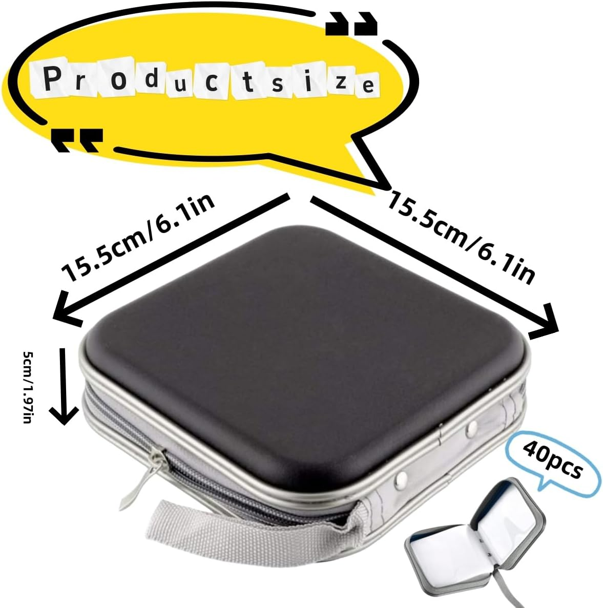 Car CD Organiser | 40-Disc Shockproof Storage Case - Hard Plastic DVD, Portable DVD Hard Plastic Case Holder, Home, Travel, for Car, Carrying Organizer(Black) image number 2