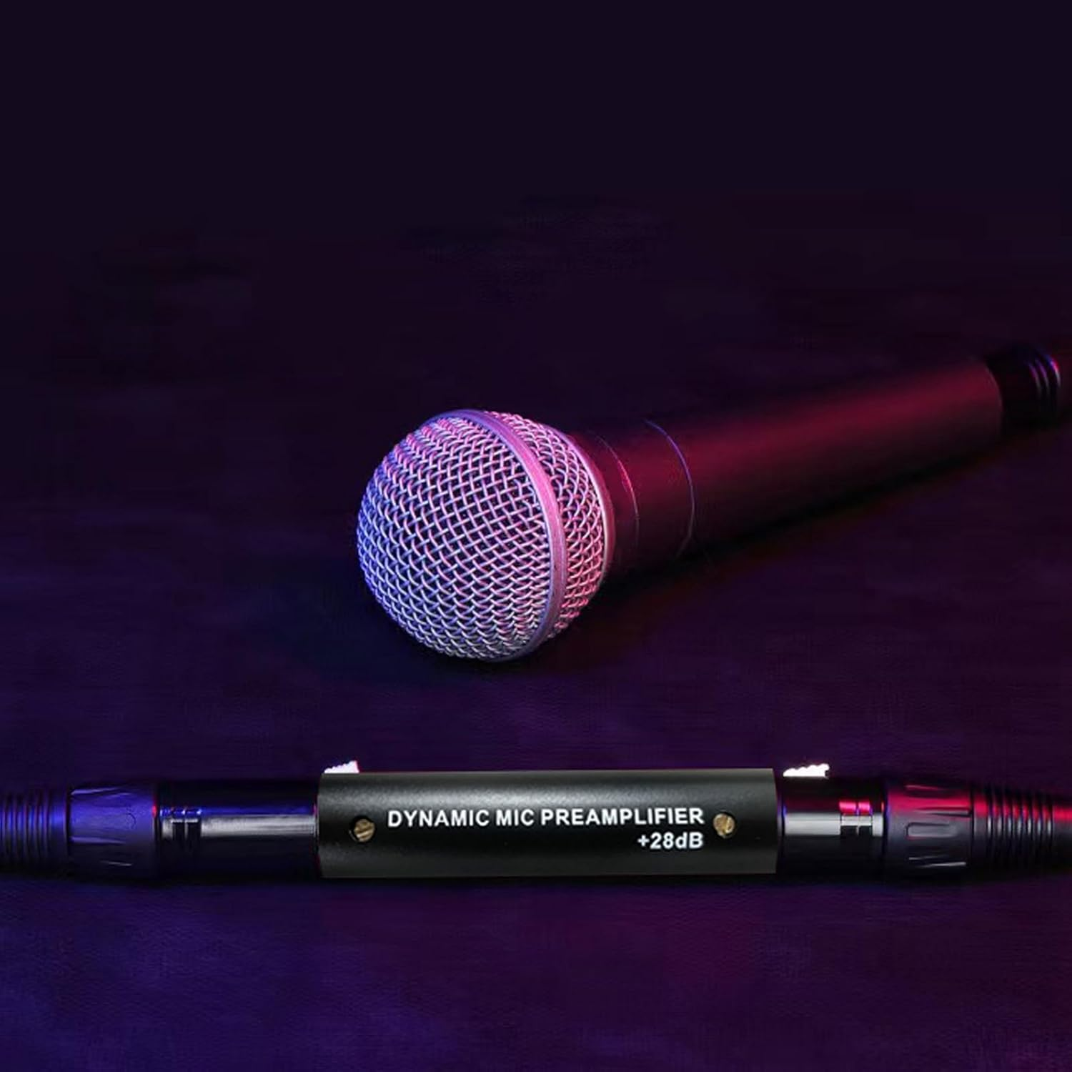 In-Line Microphone Preamp, DM1 Dynamic Active Inlne Microphone Preamplifier, 28DB High Gain Mic Booster, Portable Lossless Mic Preamp for Studio, Streaming, Stage Performance