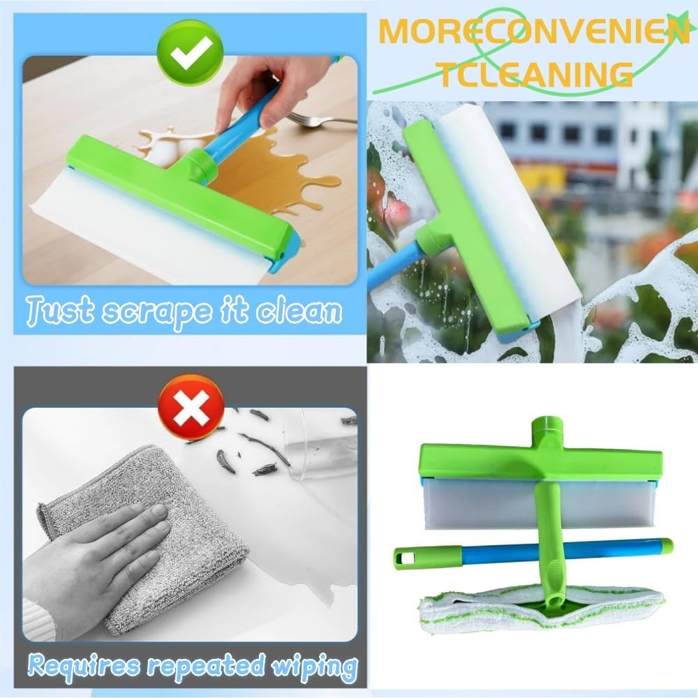 Blade Window Cleaning Kit, Aqua Blade Squeegee, Silicone Window Squeegee Kit, 3 in 1 Window Cleaning Scraper for Shower Glass Mirror Door Car