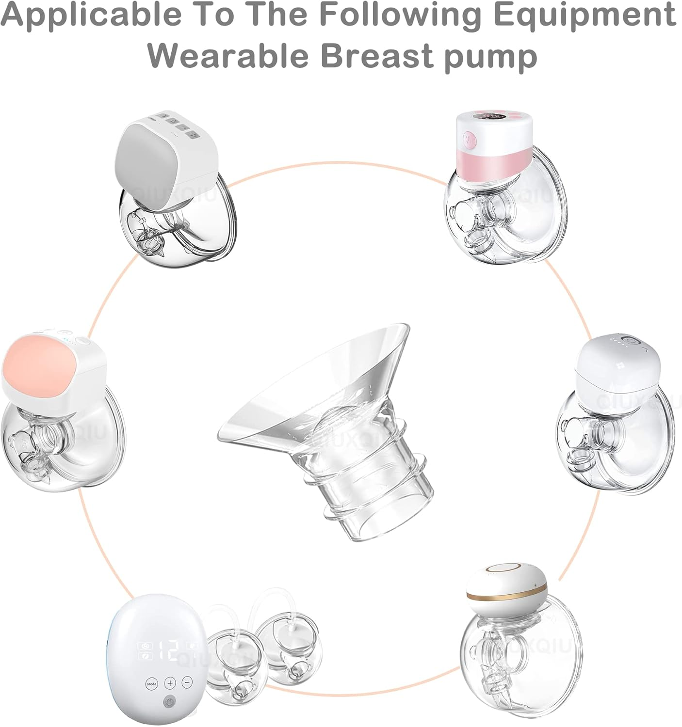 QIUXQIU Wearable Breast Pump Accessories Bpa-Free Replacement Parts Flange Inserts 17+19+21Mm Set for QIUXQIU 24Mm Breast Pump S9/S10/S12 Parts Replace image number 4