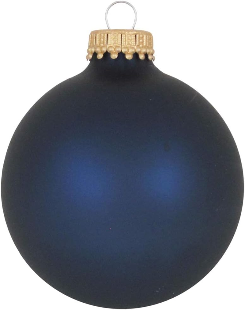 Christmas by Krebs Made in the USA Designer Seamless Glass Christmas Ball Ornaments, 2 5/8" (67Mm), 8 Pieces (Velvet Midnight Haze Blue) image number 2
