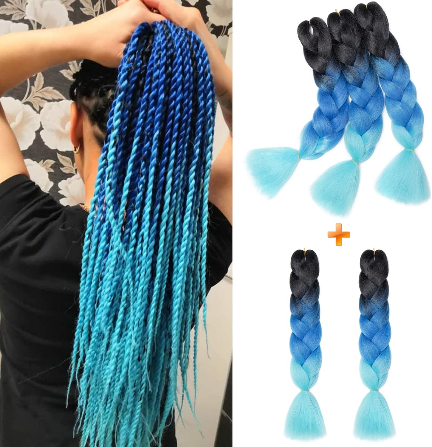 Gairyan 24 Inch Jumbo Braids Extensions Synthetic Hair for Braiding Hair Extensions 3 Bundles Braiding Hair Ombre Synthetic Hair Braids Braiding Extensions Box Braid Crochet Twists 300 G (Bleached Blonde)