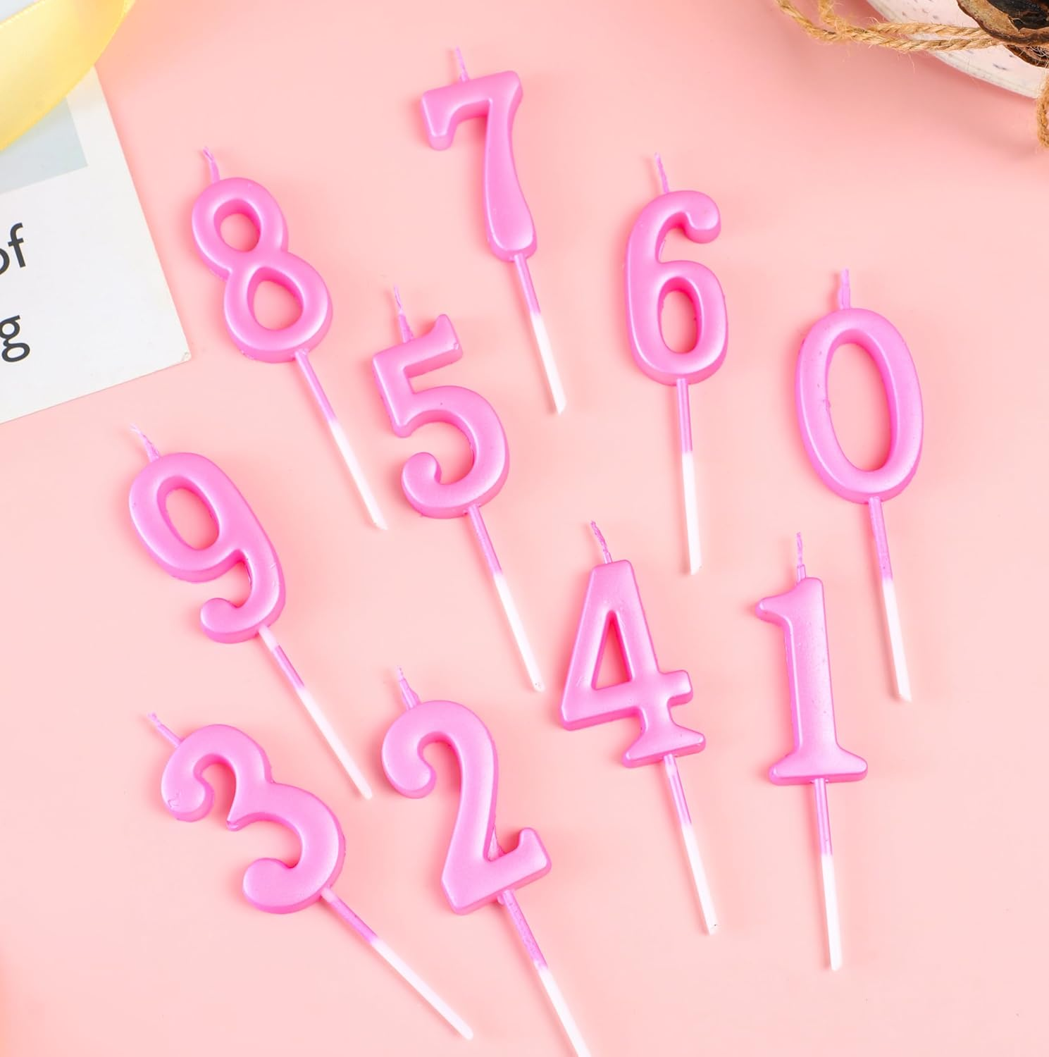 EAKE 10-Pieces Pink Number Candles 0-9 Birthday Candles for Cake, Bulk Number Birthday Candles 0 1 2 3 4 5 6 7 8 9 for Girl Women Happy Birthday Anniversary Party Supplies Cake Decor (10-Count) image number 5