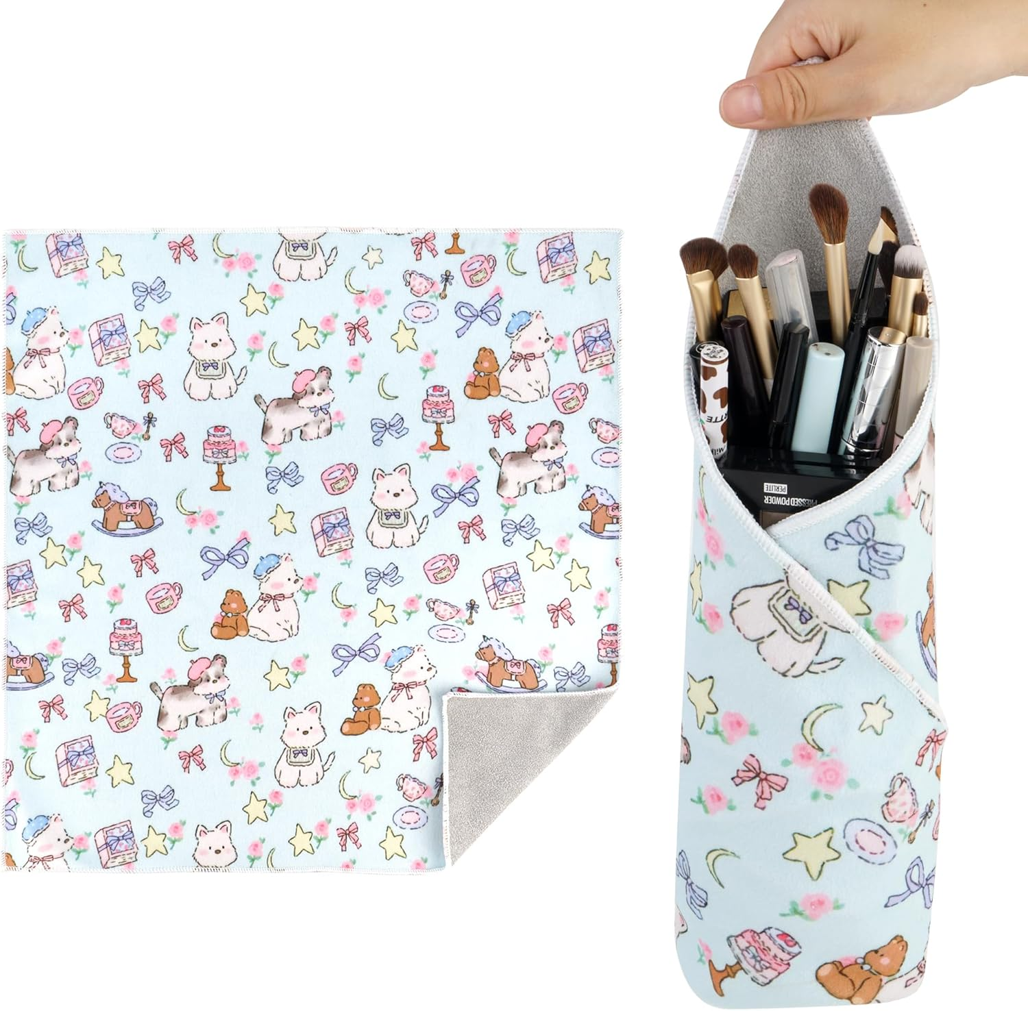 Walking Way Self-Adhesive Magic Cloth Makeup Bag, Portable Protective Cosmetic Pouch, Camera Lens Wrap, Stylish Travel Organizer for Beauty Essentials, Travel, Gifts & Daily Use