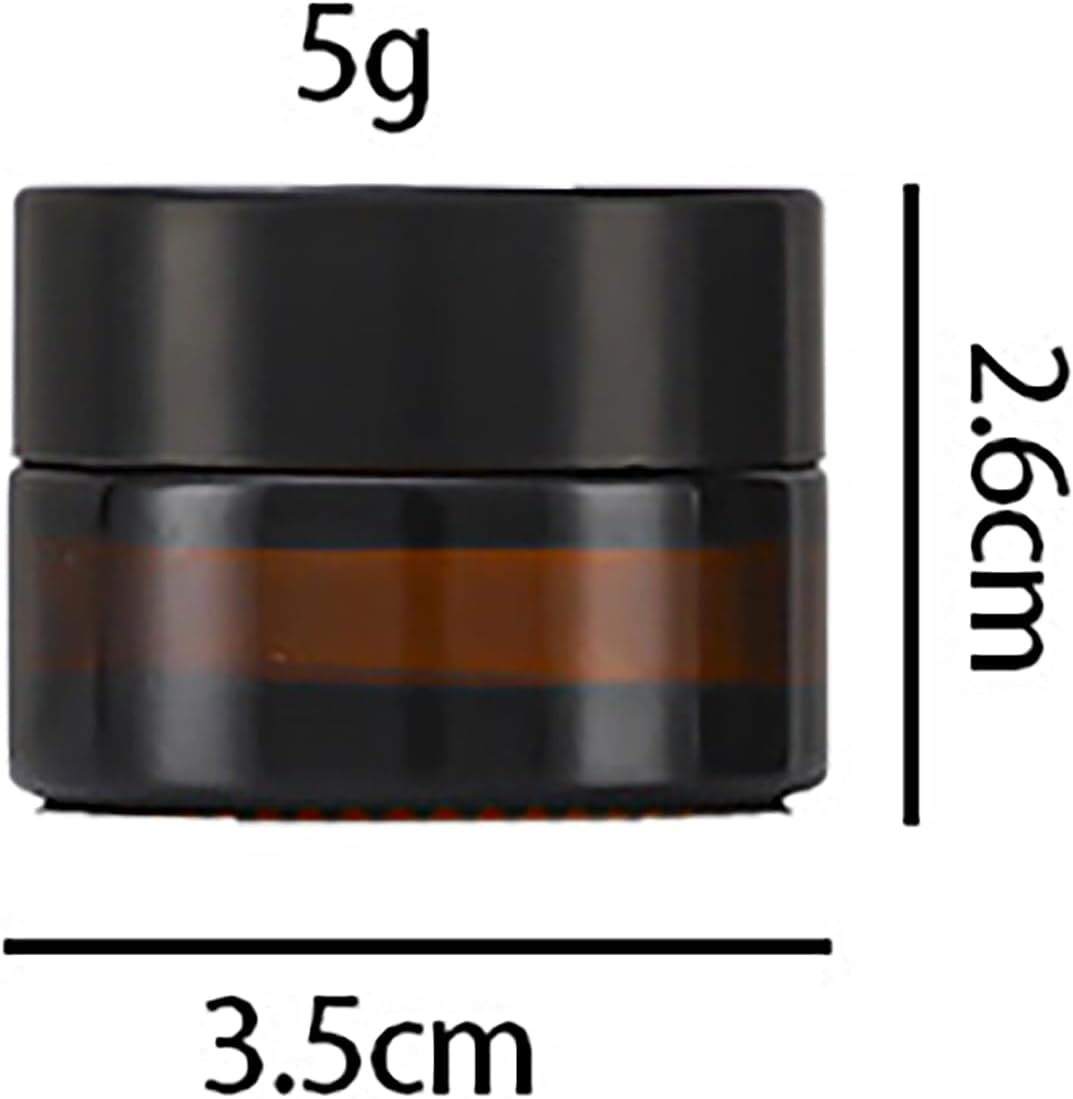 3 PCS 5Ml Amber Glass Jars with Lids Mini Sample Jars Tiny Cosmetic Containers Cream Makeup Pots for Travel Empty image number 5