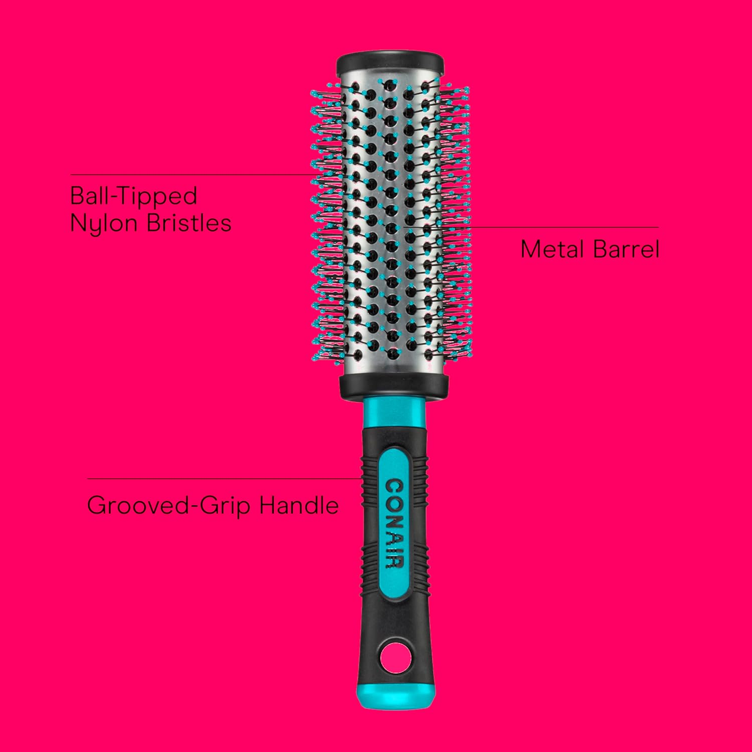 Conair Salon Results round Hair Brush - Hair Brush Blow Dryer - Large round Brush for Blow Out - Nylon Bristles - Curly Hair Brush - Hair Brushes for Women - Hair Brushes for Women image number 2