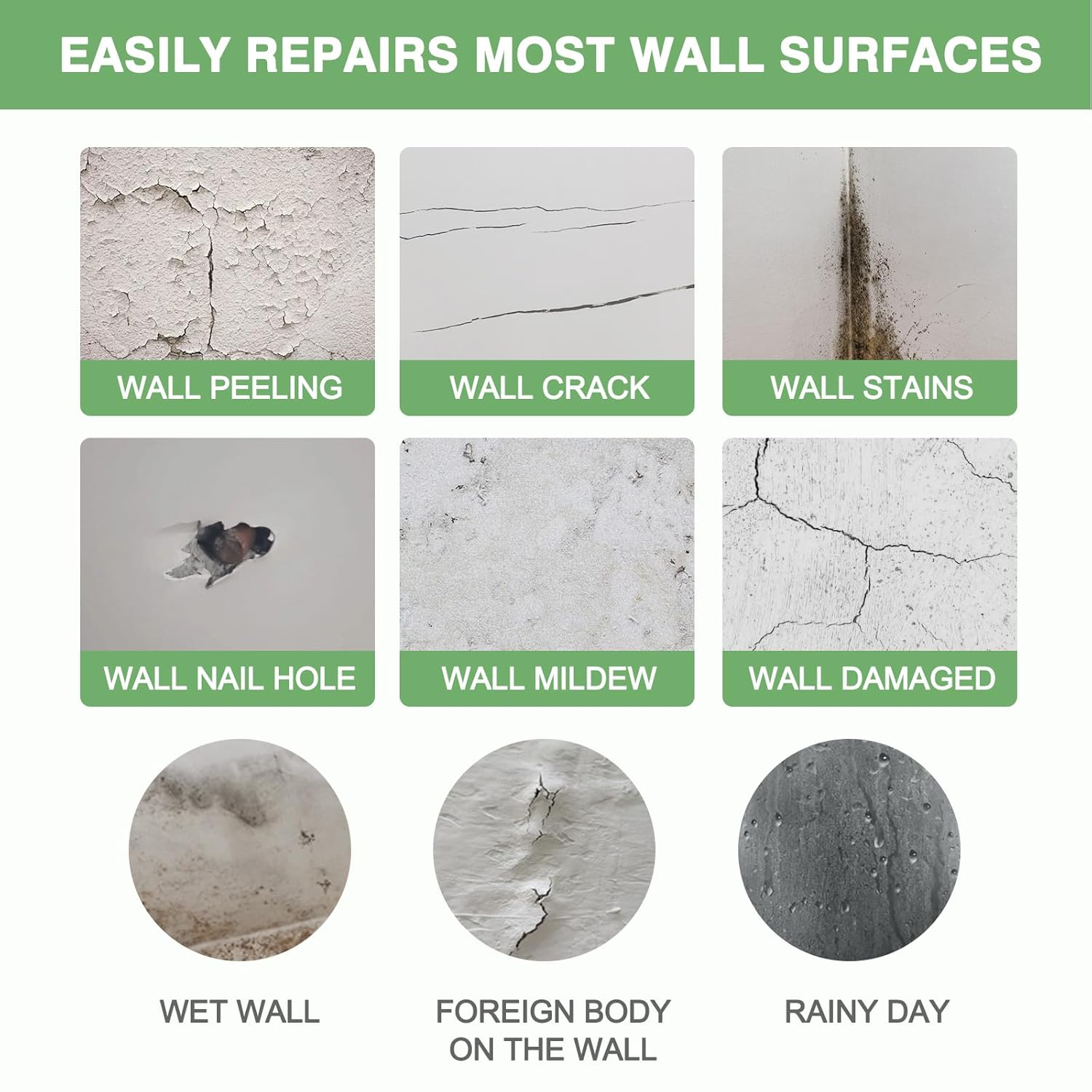 Wall Repair Agent Total 500G,Wall Repair Paste Kit,Wall Hole Filler, Mending Agent,Drywall Patch for Screw Hole,Wall Crack Stain Peel image number 4