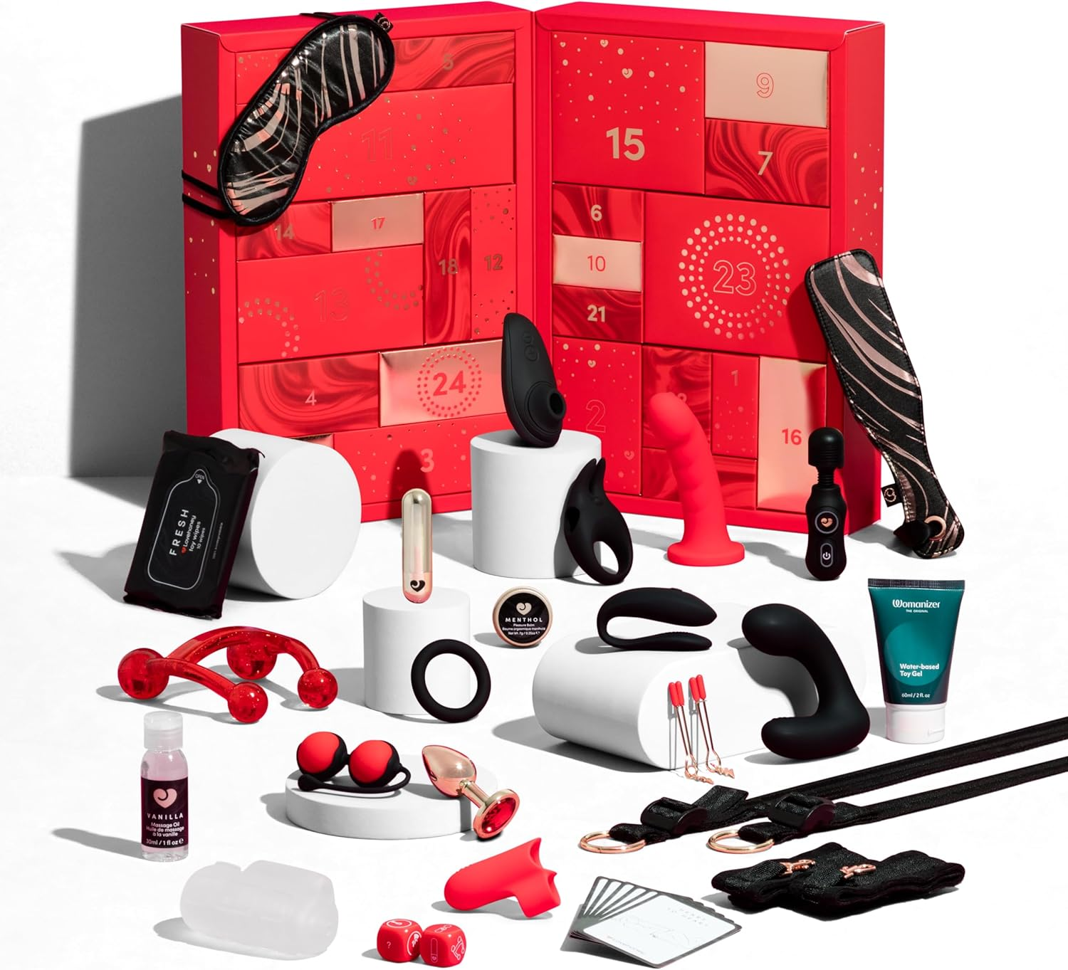 Lovehoney Advent Calendar 2024 &ndash; 24 Day Couples Sex Toy Gift Set &ndash; Erotic Adult Toys for Men, Women & Couples &ndash; Vibrators, Bondage, Masturbators and Massagers &ndash; Worth over $550 image number 1
