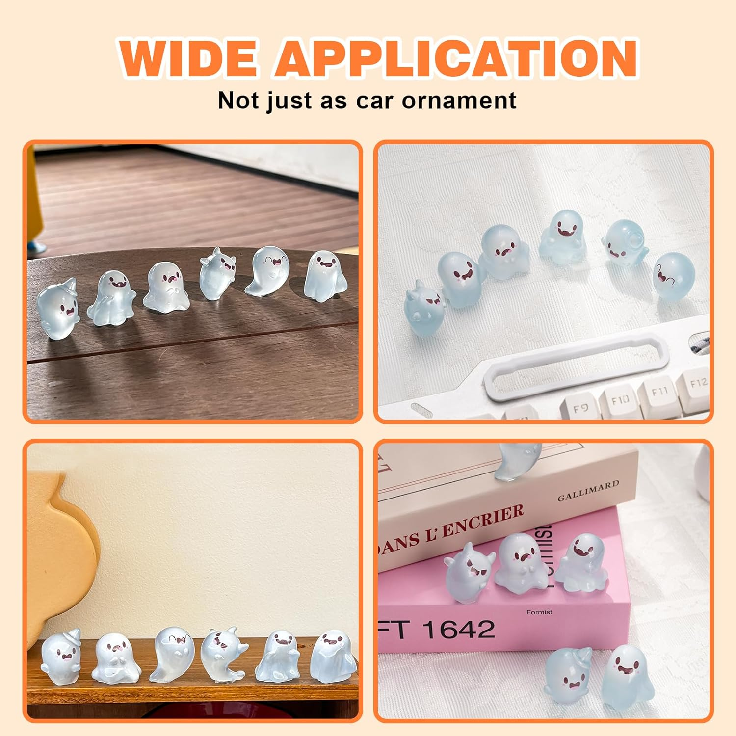 Rislobx Luminous Ghost Car Dashboard Decor, 6PCS Fun Ghost Car Dash Decorations Car Rear View Mirror Ornament Interior Accessories for Home Office image number 2