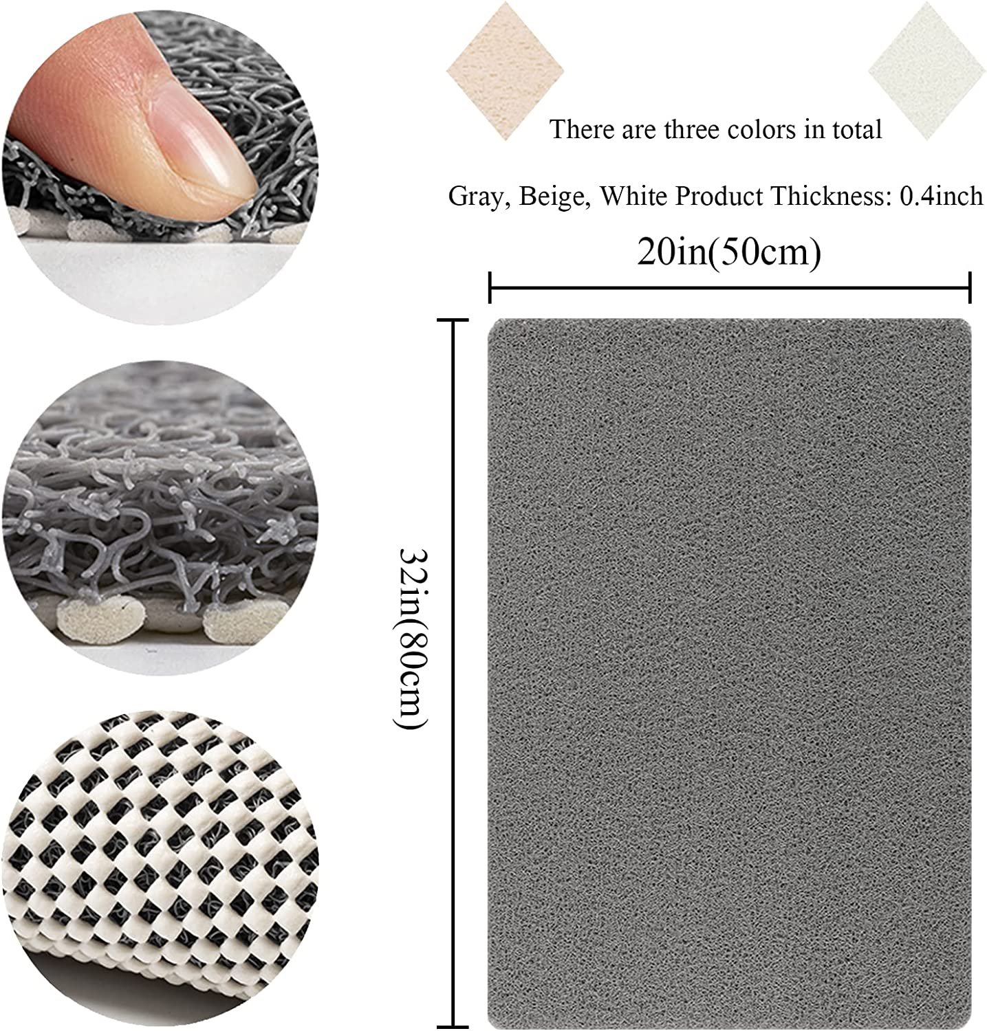 Non Slip Bathtub Mat,20X32 Inch,Shower Mats for Bath Tub,Soft Textured Bath, Shower Mat,Pvc Loofah Bath Mat for Tub,Shower,Bathroom,Quick Drying/Grey image number 4