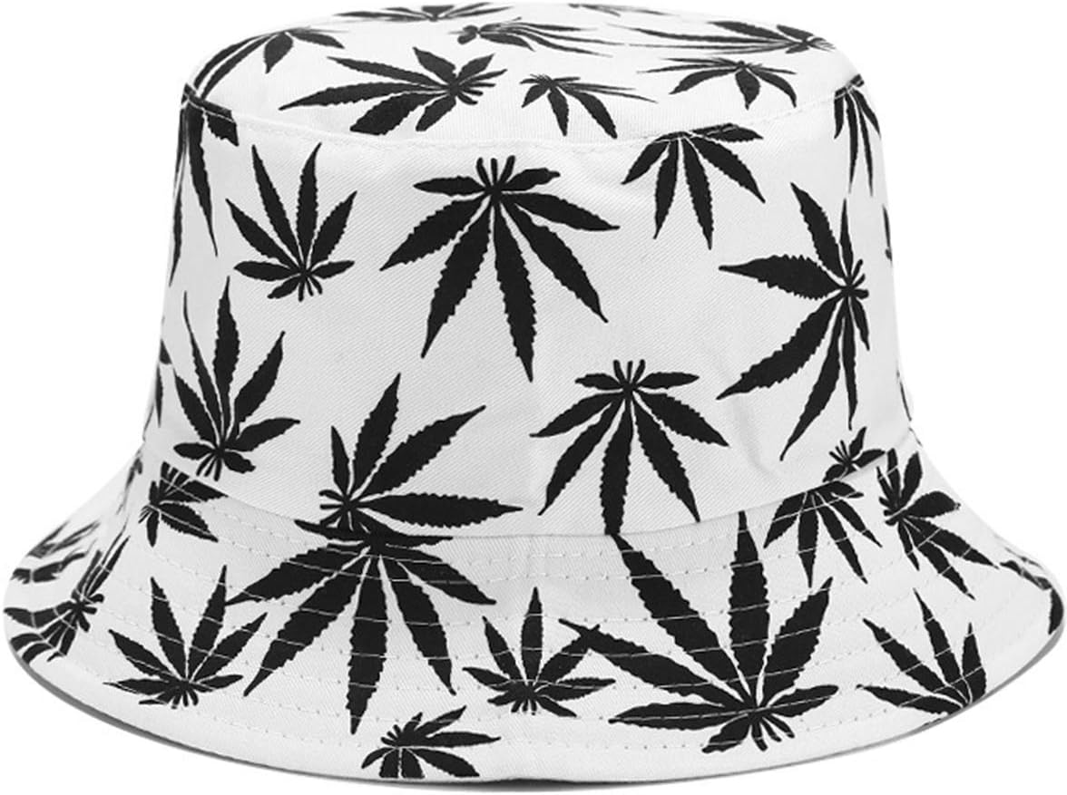 INOGIH Reversible Bucket-Hat Marijuana-Cannabis Weed Foldble Fisherman Hat Packable